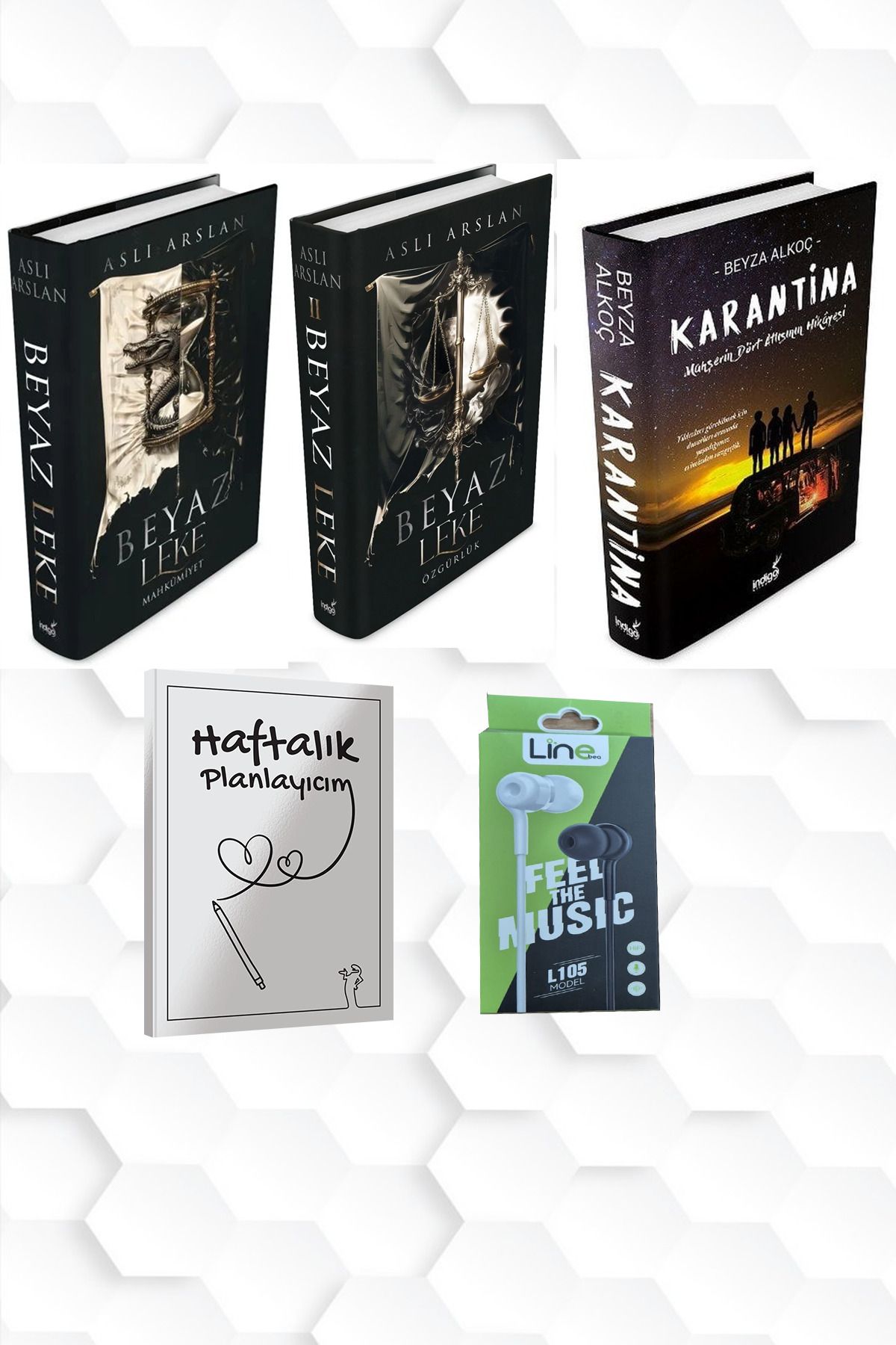 İndigo Kitap CİLTLİ-BEYAZ LEKE 1 VE 2-KARANTİNA 1.PERDE+HAFTALIK PLANLAYICIM 52 (HAFTA)KULAKLIK