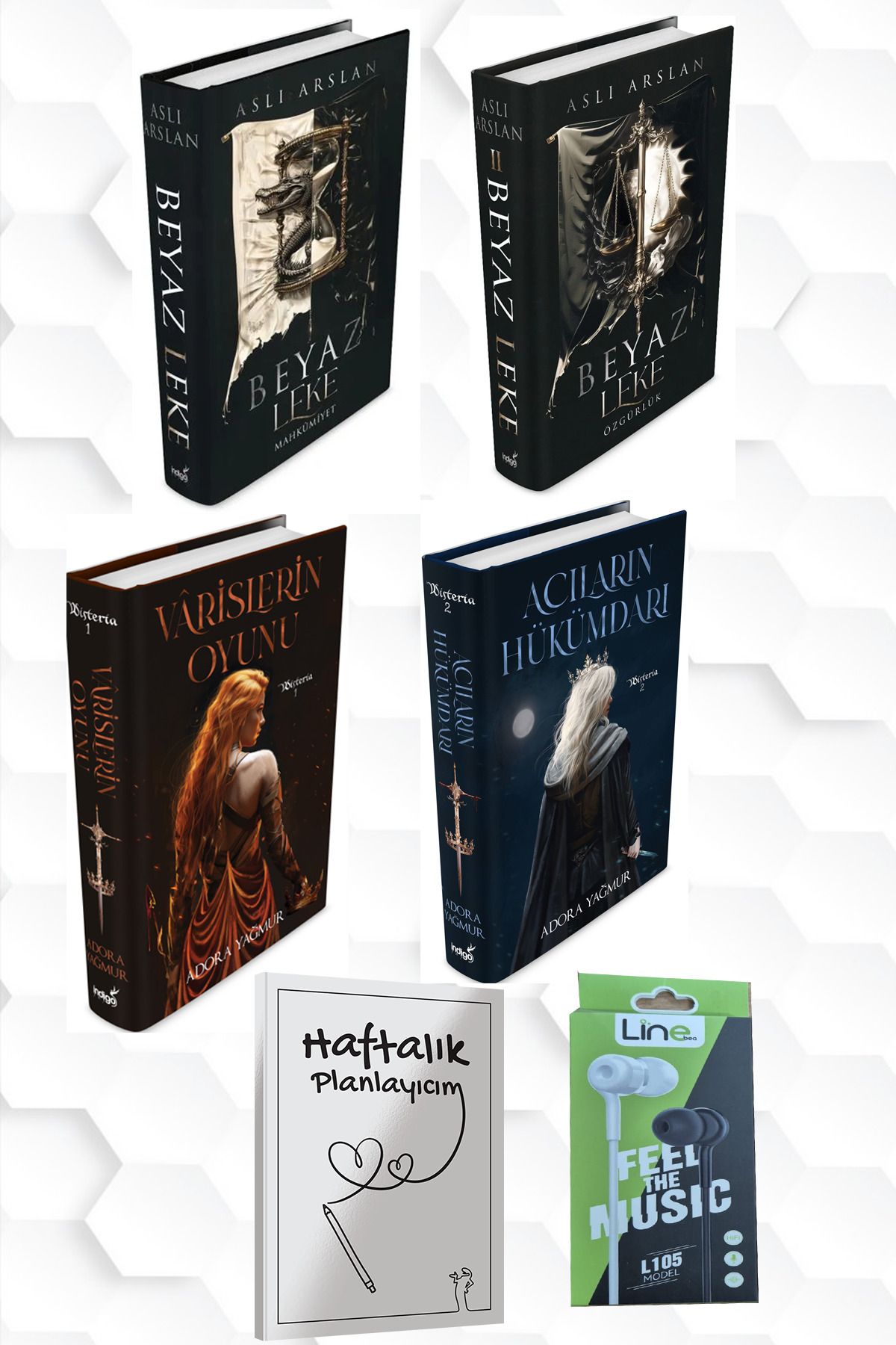 İndigo Kitap CİLTLİ-BEYAZ LEKE 1 VE 2-VARİSLERİN OYUNU-ACILARIN HÜKÜMDARI+HAFTALIK PLANLAYICIM 52 (HAFTA)KULAKLK