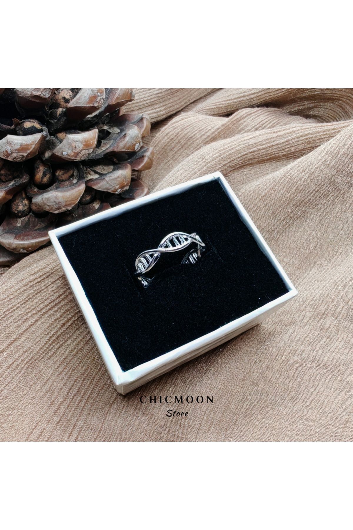 CHICMOON STORE Çelik DNA Sarmalı Ayarlanabilir Yüzük