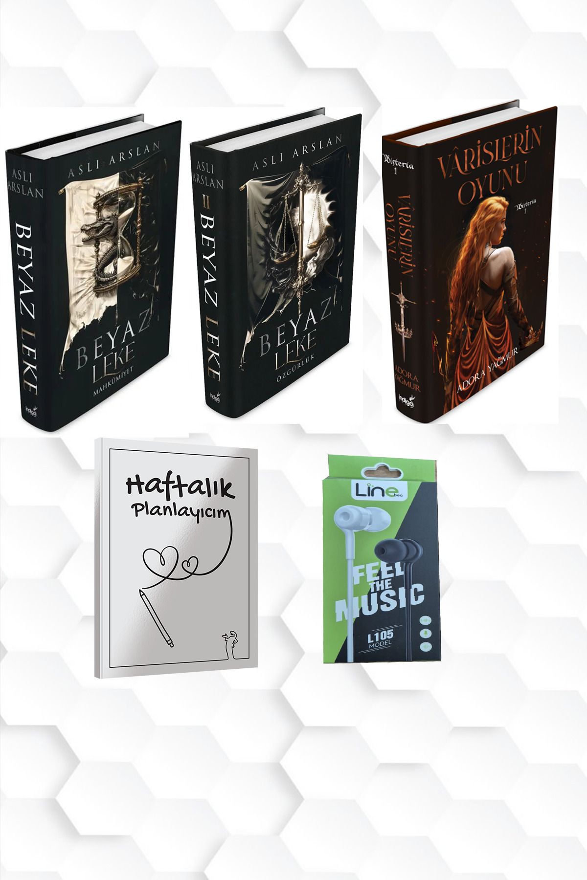 İndigo Kitap CİLTLİ-BEYAZ LEKE 1 VE 2-VARİSLERİN OYUNU+HAFTALIK PLANLAYICIM 52 (HAFTA)KULAKLIK