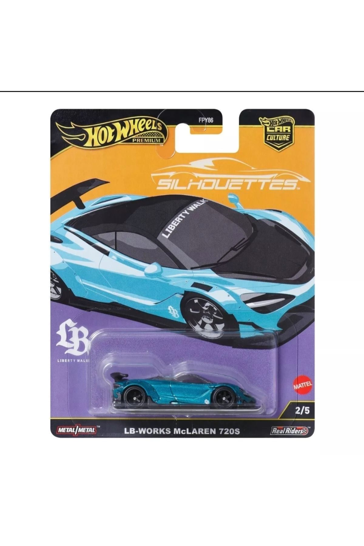 HOT WHEELS 1/64 Car Culture Premium Silhouettes Lb-Works Mclaren 720S Koleksiyon Modeli Oyuncak Araba