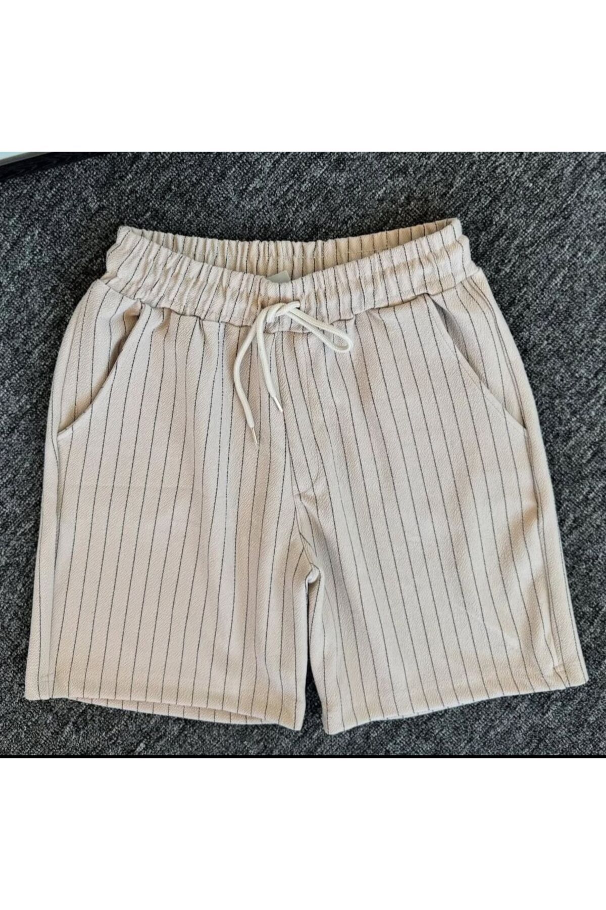 NewCabin Yeni Sezon Premium Krep Kumaş Çizgi Detaylı Unisex Şort
