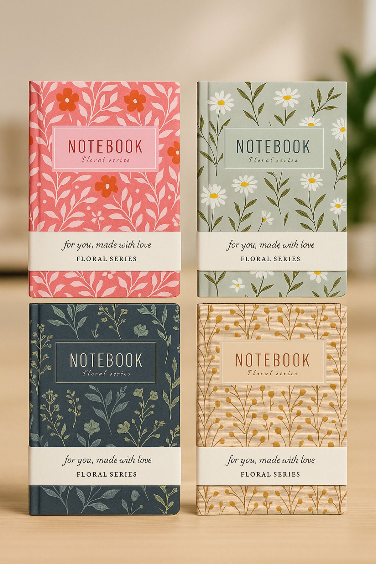 YLDZ Renklerin Bahçesi – 4 Parça Flora Defter Seti