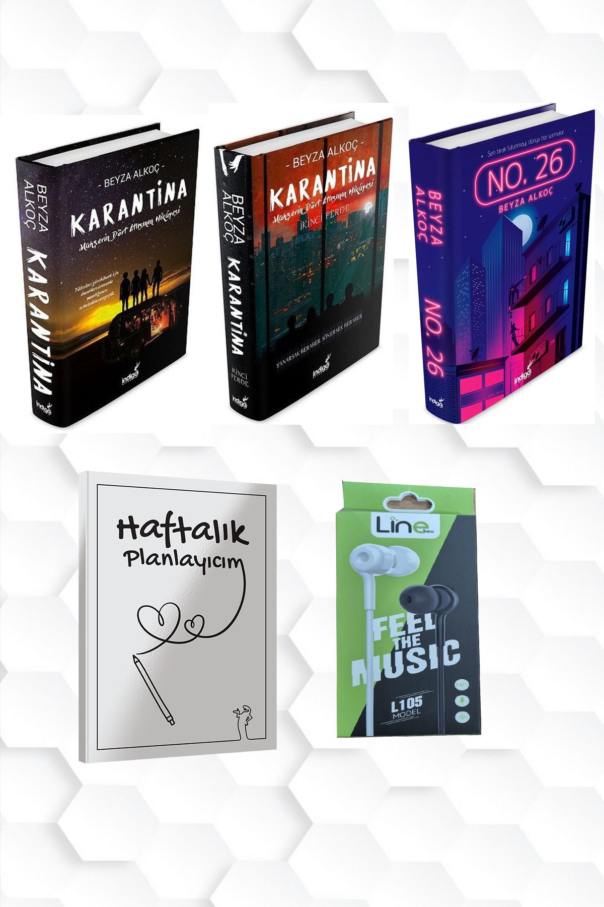 İndigo Kitap CİLTLİ-KARANTİNA BİRİNCİ VE İKİNCİ PERDE-NO 26+HAFTALIK PLANLAYICIM 52 (HAFTA)KULAKLIK