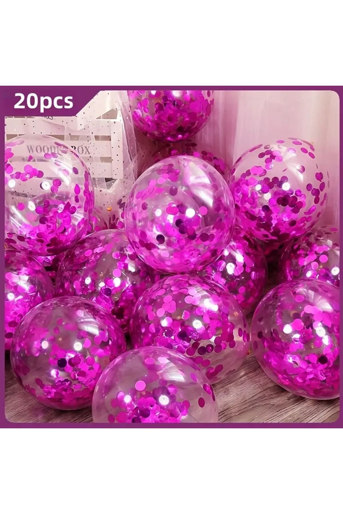 CANSIN 20 ADET ŞEFFAF BALON PEMBE BALON PULU