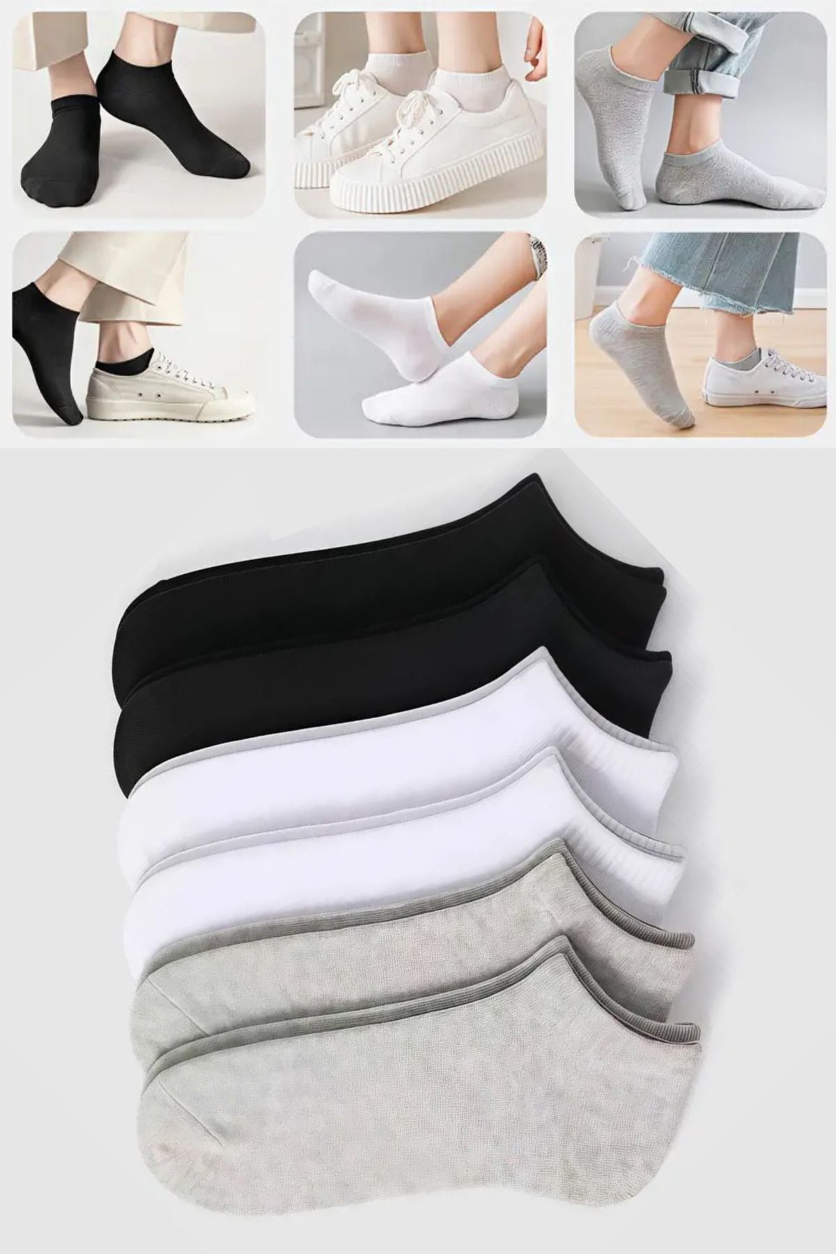 ÇORAPSA 6’lı Unisex Pamuklu Patik Çorap Seti - Bilek Boy, Günlük ve Spor Kullanıma Uygun