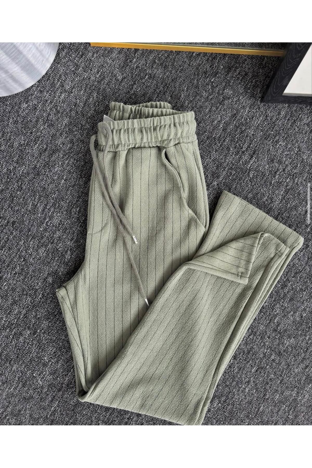 NewCabin Yeni Sezon Premium Krep Kumaş Çizgi Detaylı Unisex Pantolon
