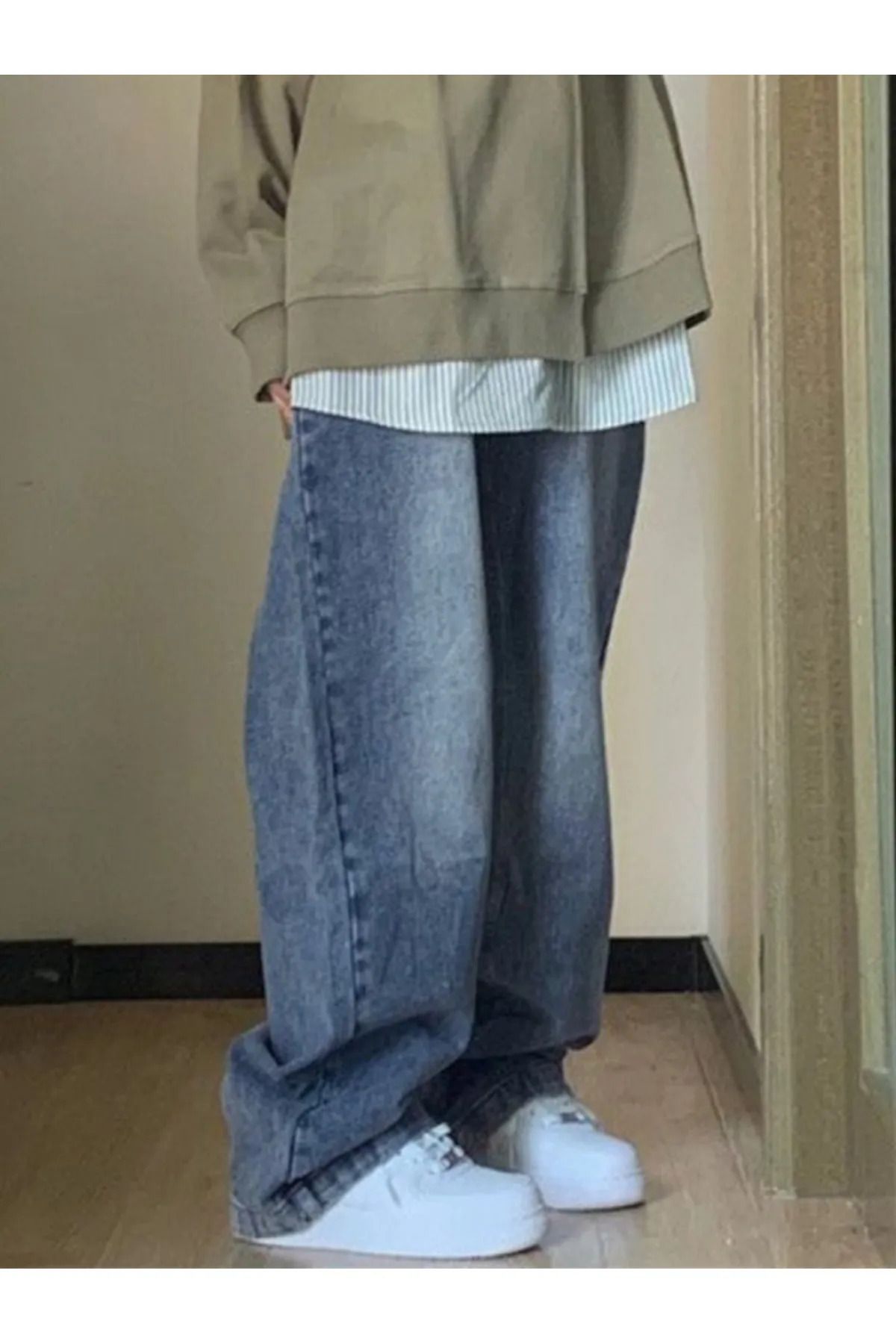 Gofeel Harajuku Street Mavi Yıkamalı Baggy Jean