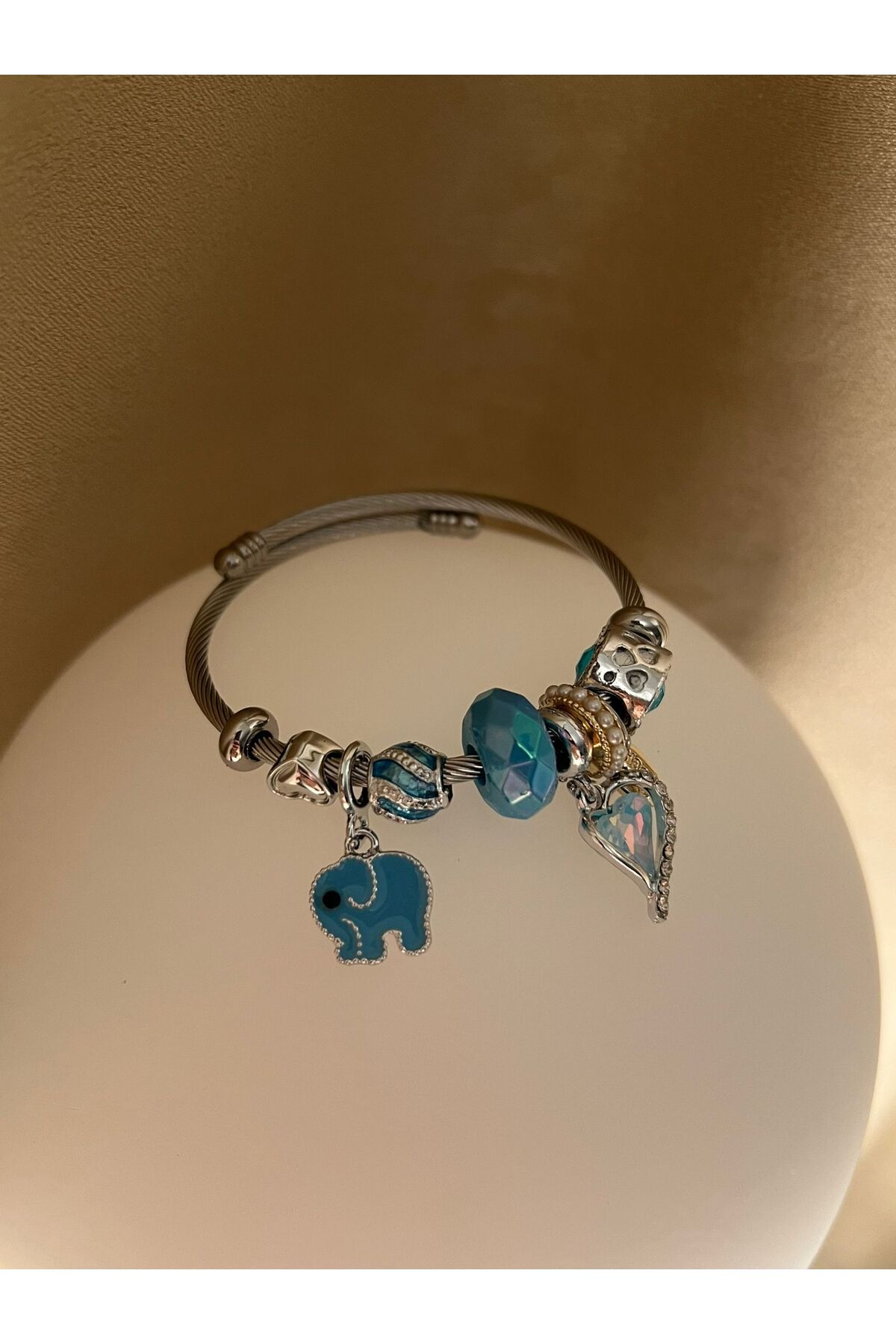 Dorsla Accessories Taşlı Kalpli Charm Pand Model Bileklik