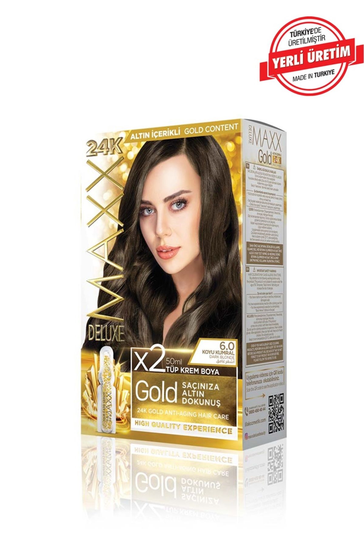 MUK's Beauty Tools Maxx Deluxe Gold Series Saç Boya Seti 2 Tüp Boya 2 Oksidan 30 Harika Renk Seçeneği