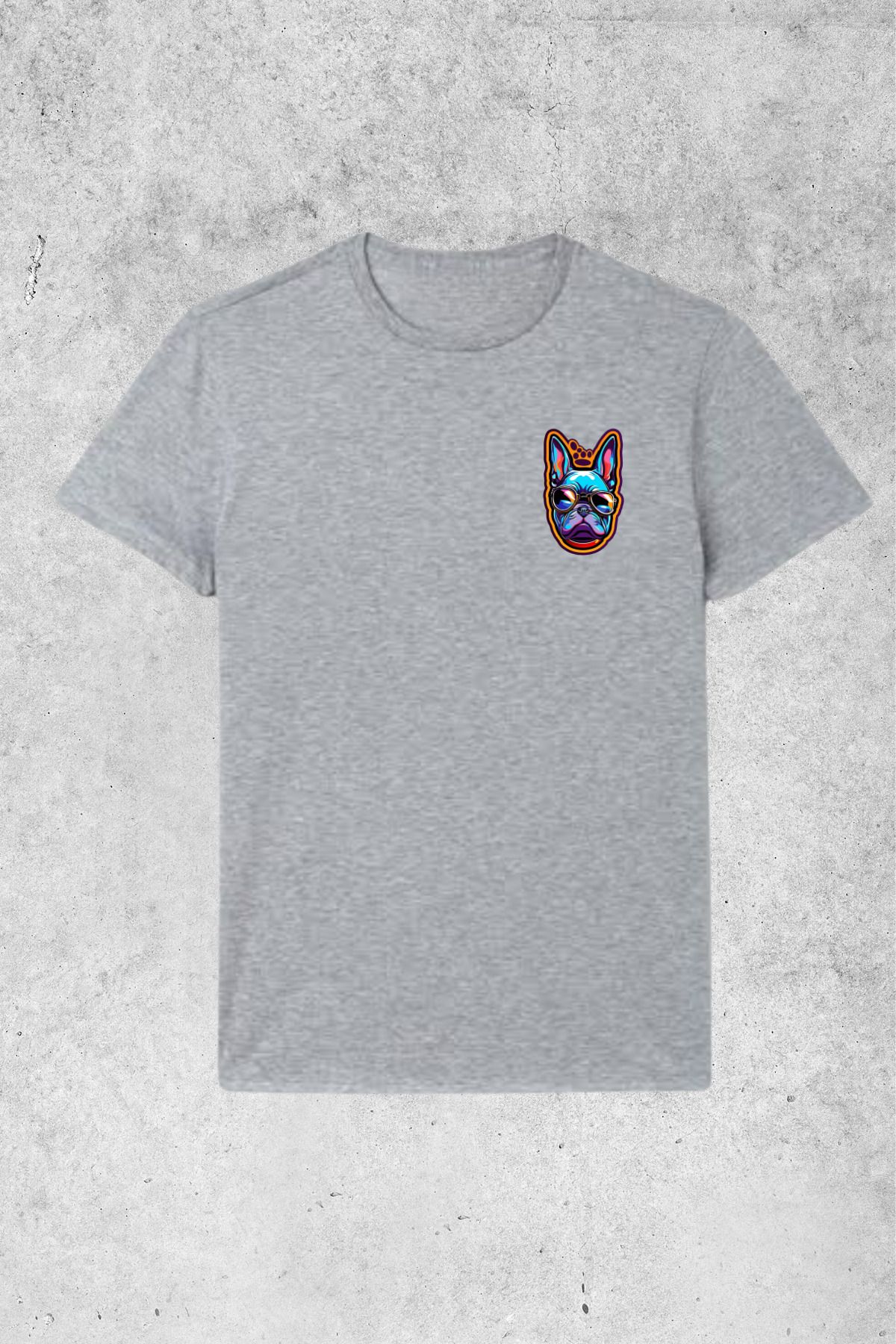 MOLICO Basic unisex sıfır yaka kısa kollu FRENCH DOG BASKILI Tshirt