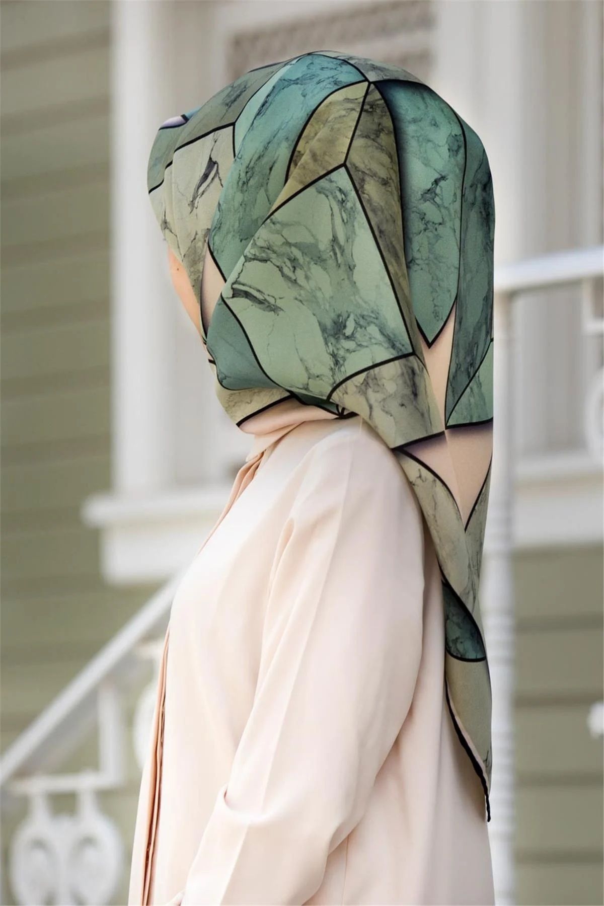 Vissona Twill İpek Eşarp Mint Yeşili, Haki