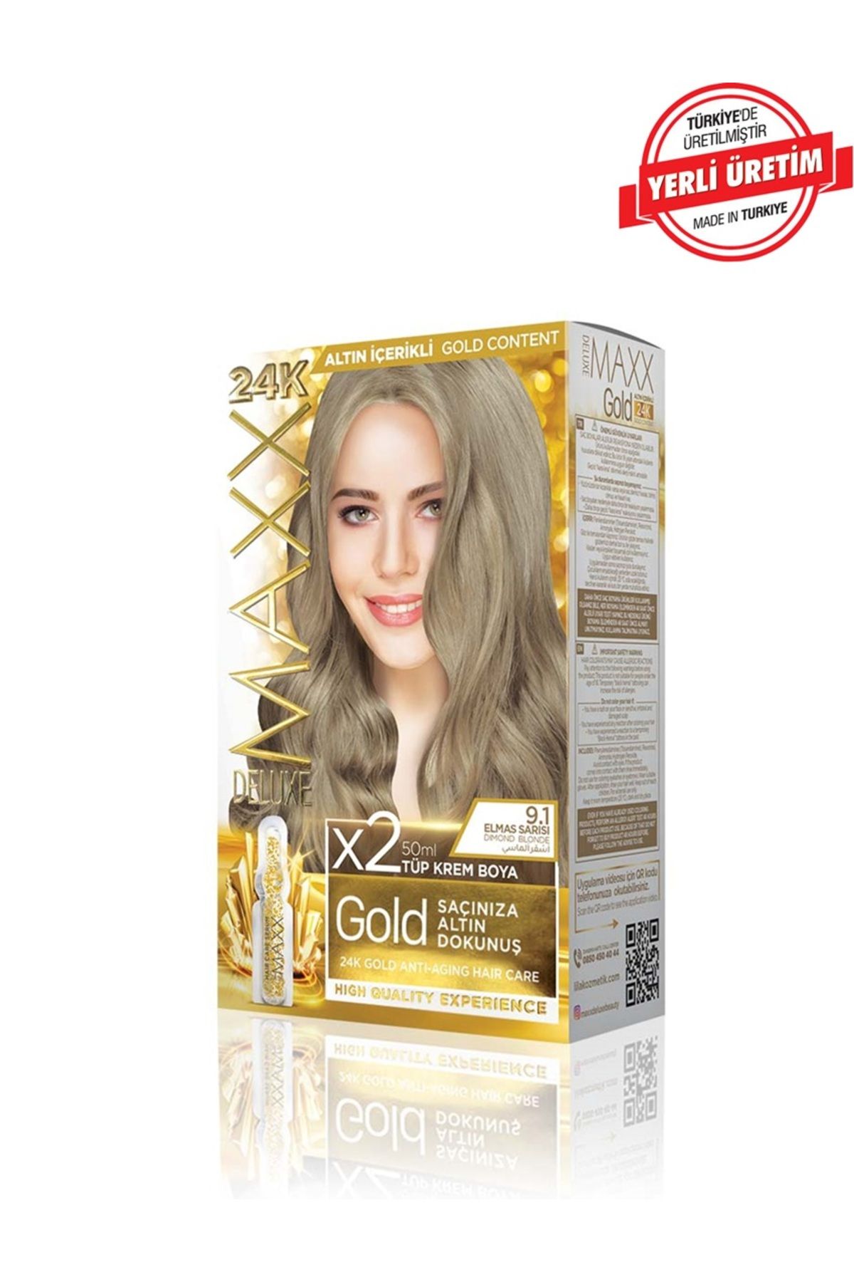 MUK's Beauty Tools Maxx Deluxe Gold Series Saç Boya Seti 2 Tüp Boya 2 Oksidan 30 Harika Renk Seçeneği