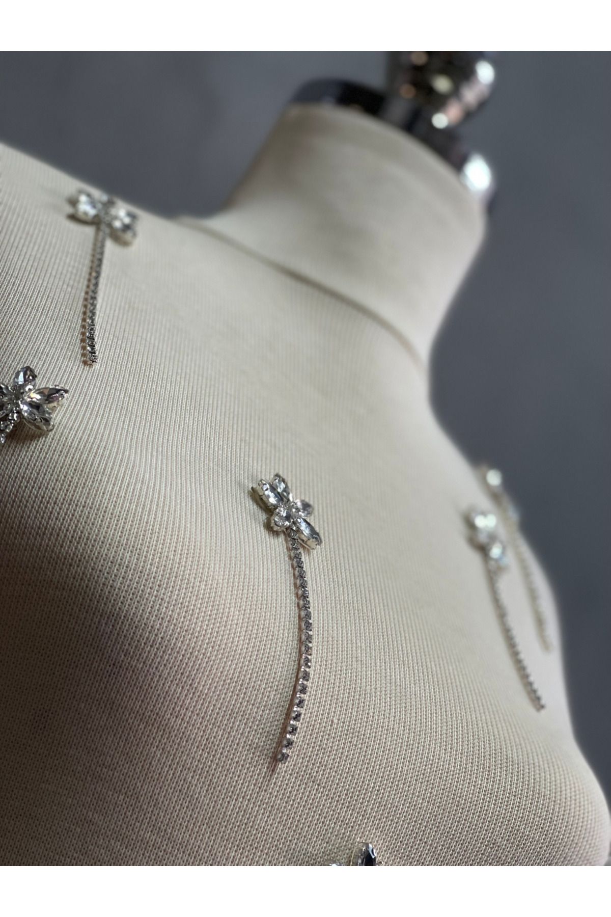 WeddingShopStone Ütüyle Yapışan Taşlı Motif Kristal Gümüş Aksesuar Aplik 1 Adet
