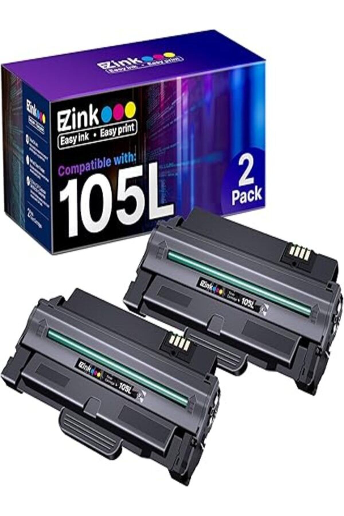 Samsung 105L SCX-4623F SCX-4623FW ML-2525 ML-2525W ML-2545 SCX-4623 ML-2540 (Black, 2 Pack) AURA