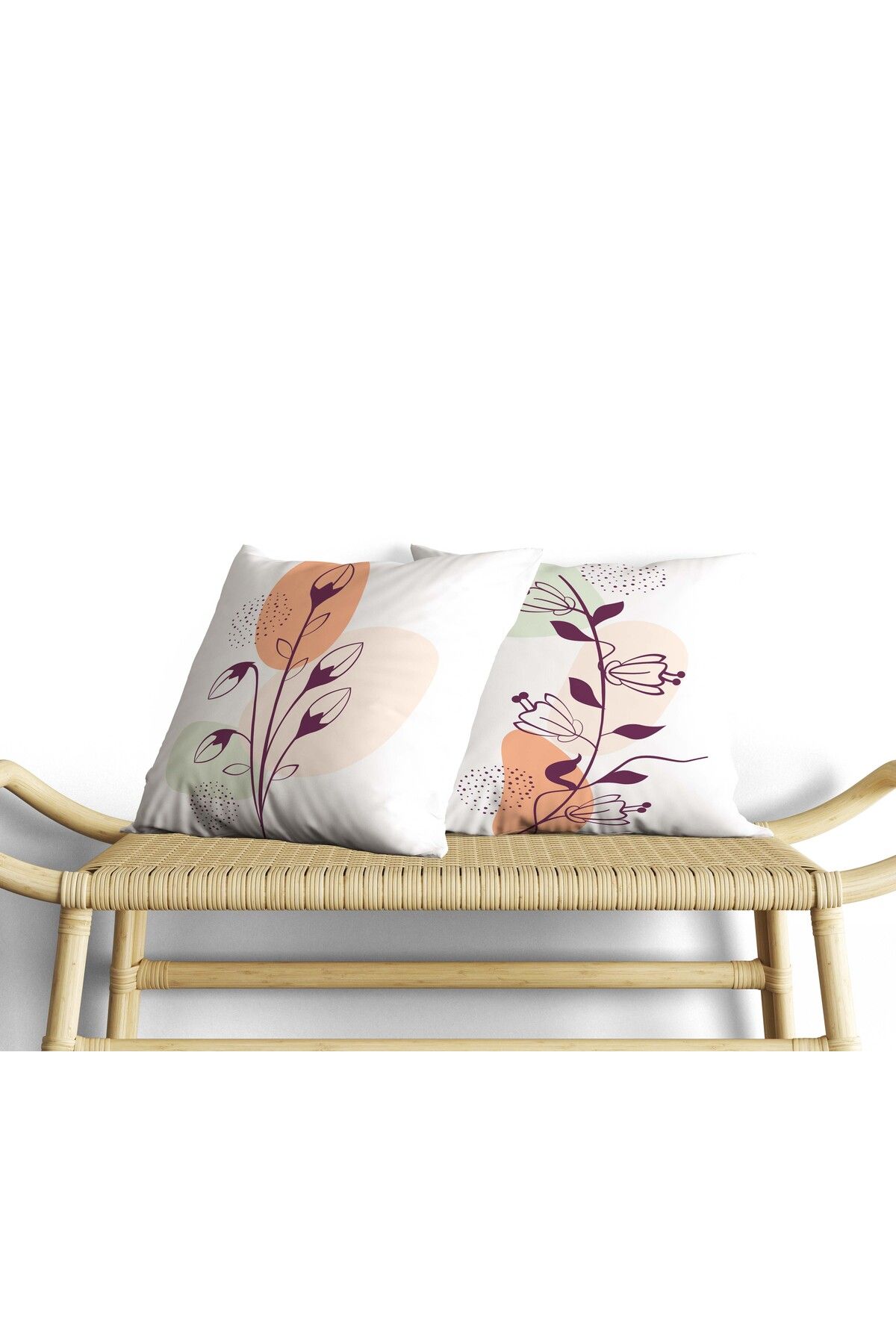 decotias Soyut Desen , Çok Renkli , Çift Taraf Dijital Baskı , Kare 2’li Set Kırlent Kılıfı