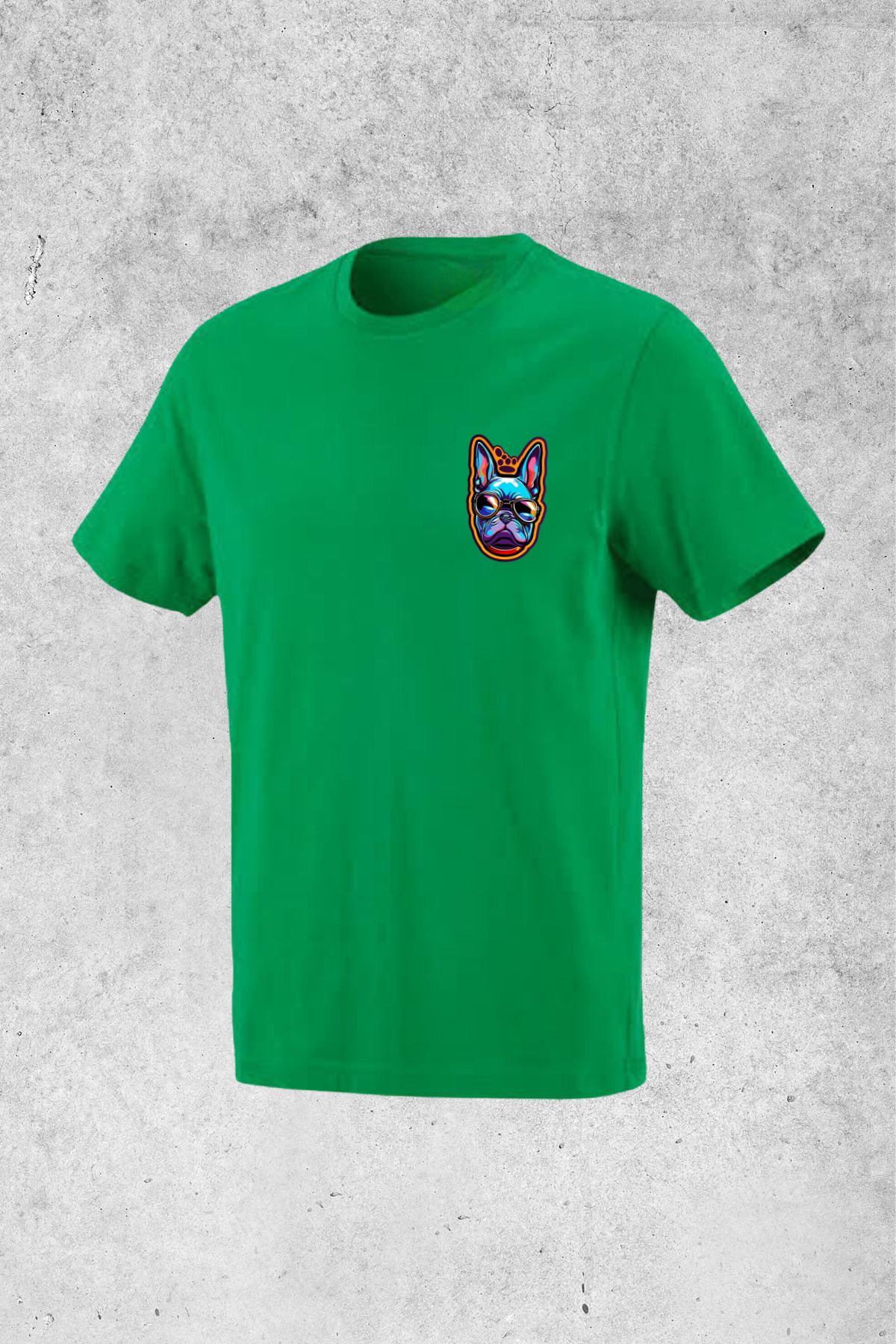 MOLICO Basic unisex sıfır yaka kısa kollu FRENCH DOG BASKILI Tshirt