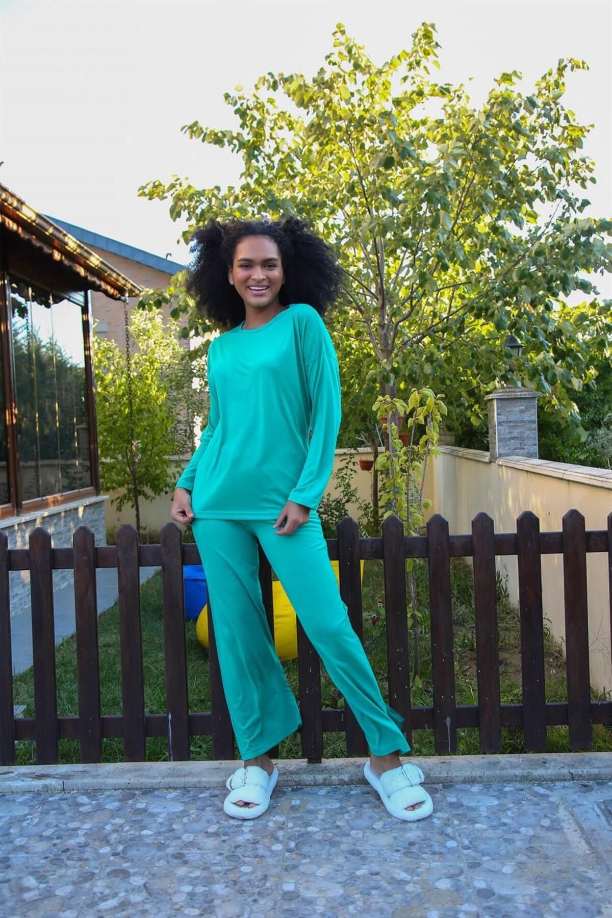 PuShe Kadın Penye Bol Paça Pijama Takım 4124