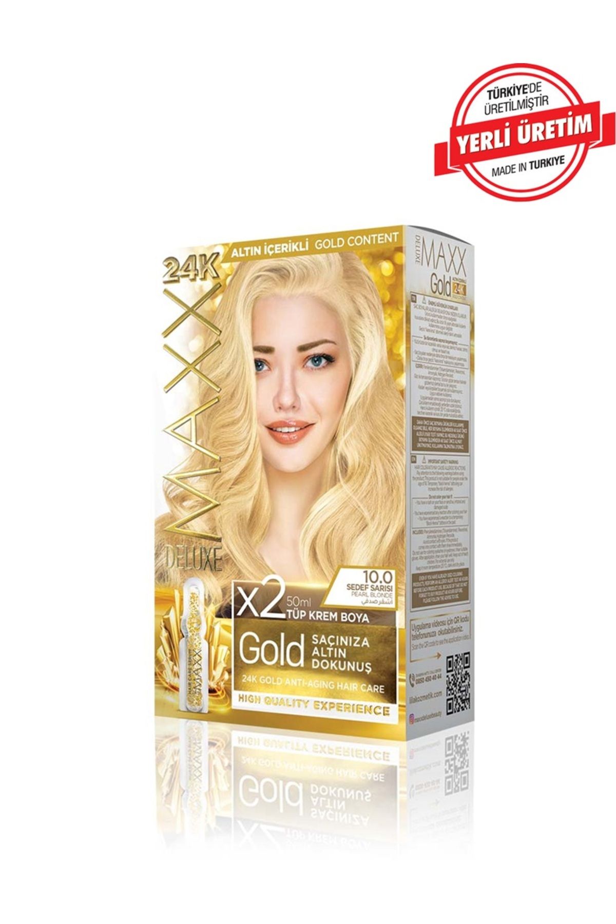 MUK's Beauty Tools Maxx Deluxe Gold Series Saç Boya Seti 2 Tüp Boya 2 Oksidan 30 Harika Renk Seçeneği
