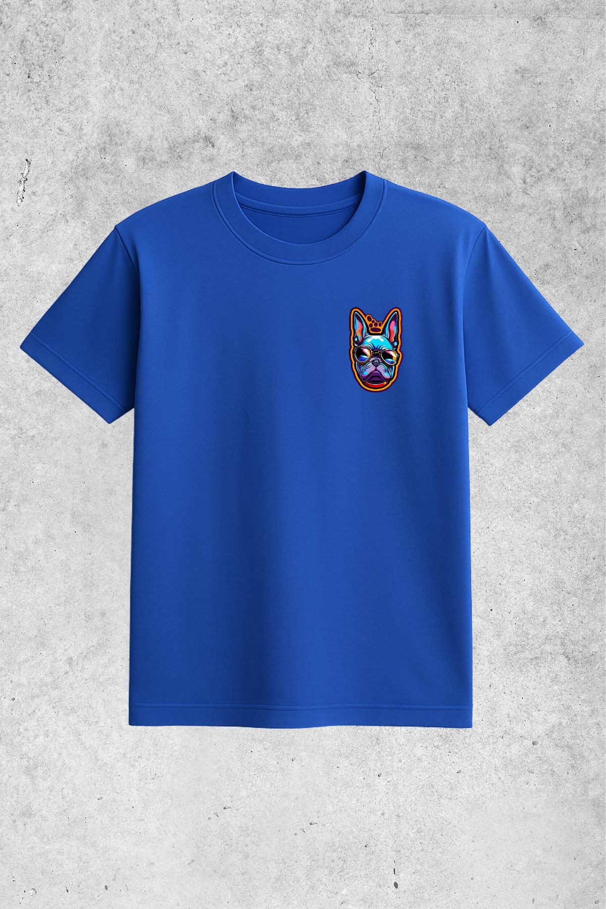 MOLICO Basic unisex sıfır yaka kısa kollu FRENCH DOG BASKILI Tshirt