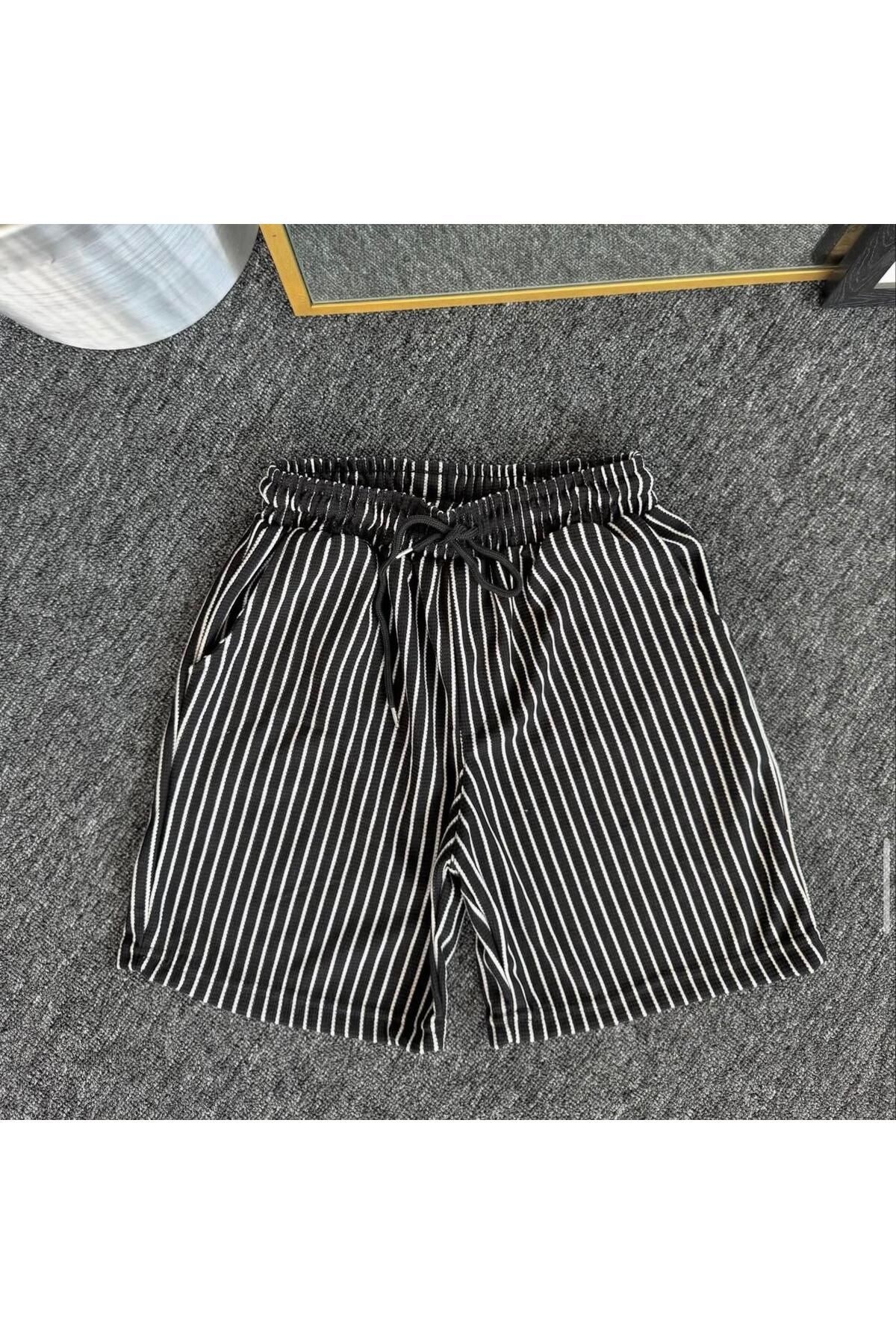 Risil-Nu Company Yeni Sezon Premium Pamuklu Petek Kumaş Kendinden Desenli Unisex Şort