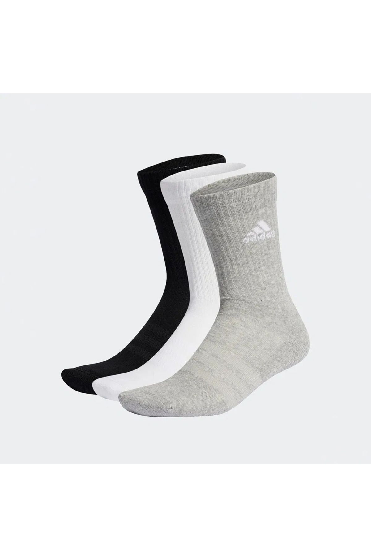 adidas Cushioned Crew 3'lü Unisex Siyah/Beyaz/Gri Çorap
