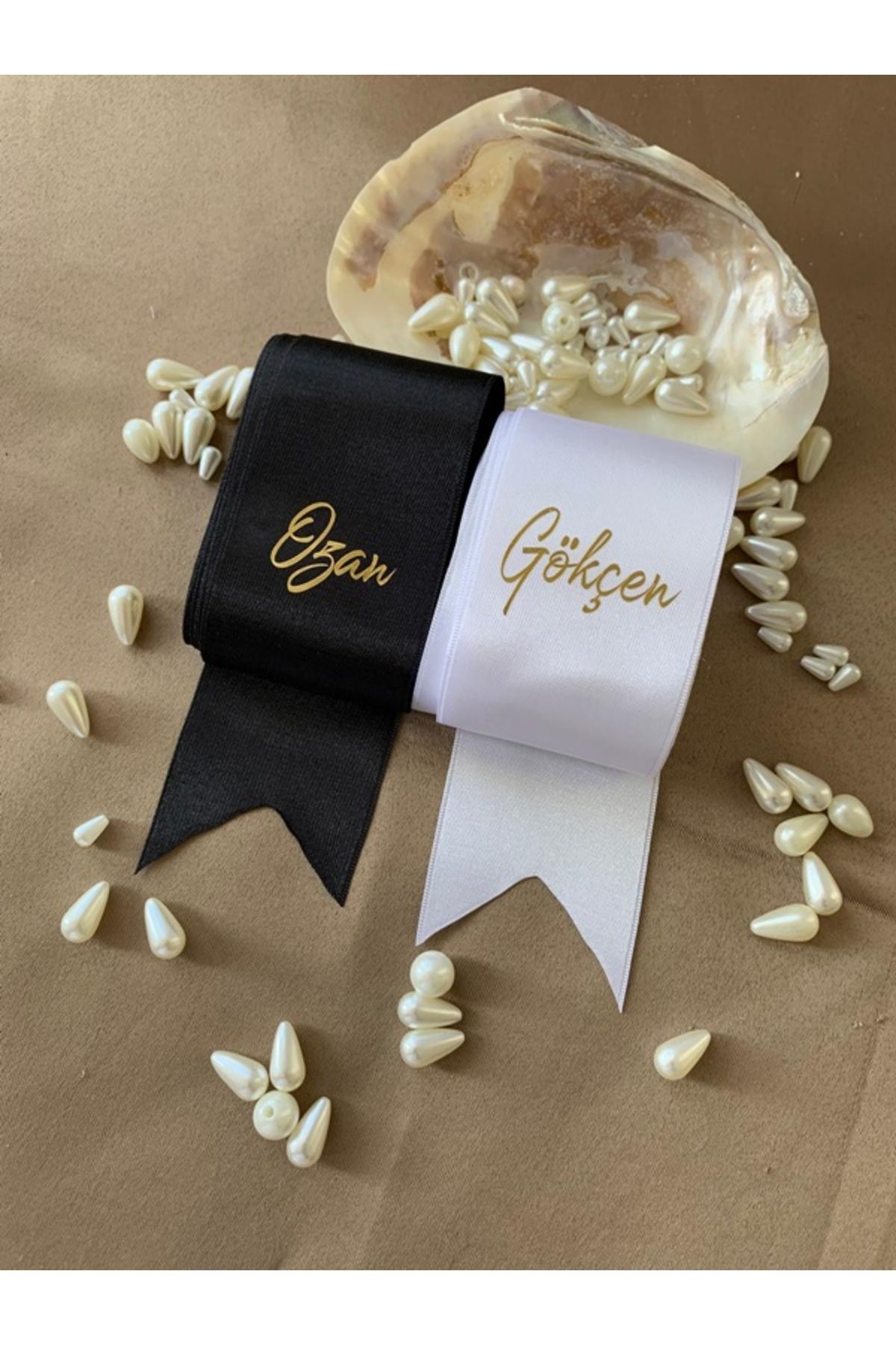 İsabella Accessories Gelin Damat İsimli Tören Takı Kurdelesi Kişiye Özel Baskılı 2 Adet 5 Farklı Renk Seçeneği