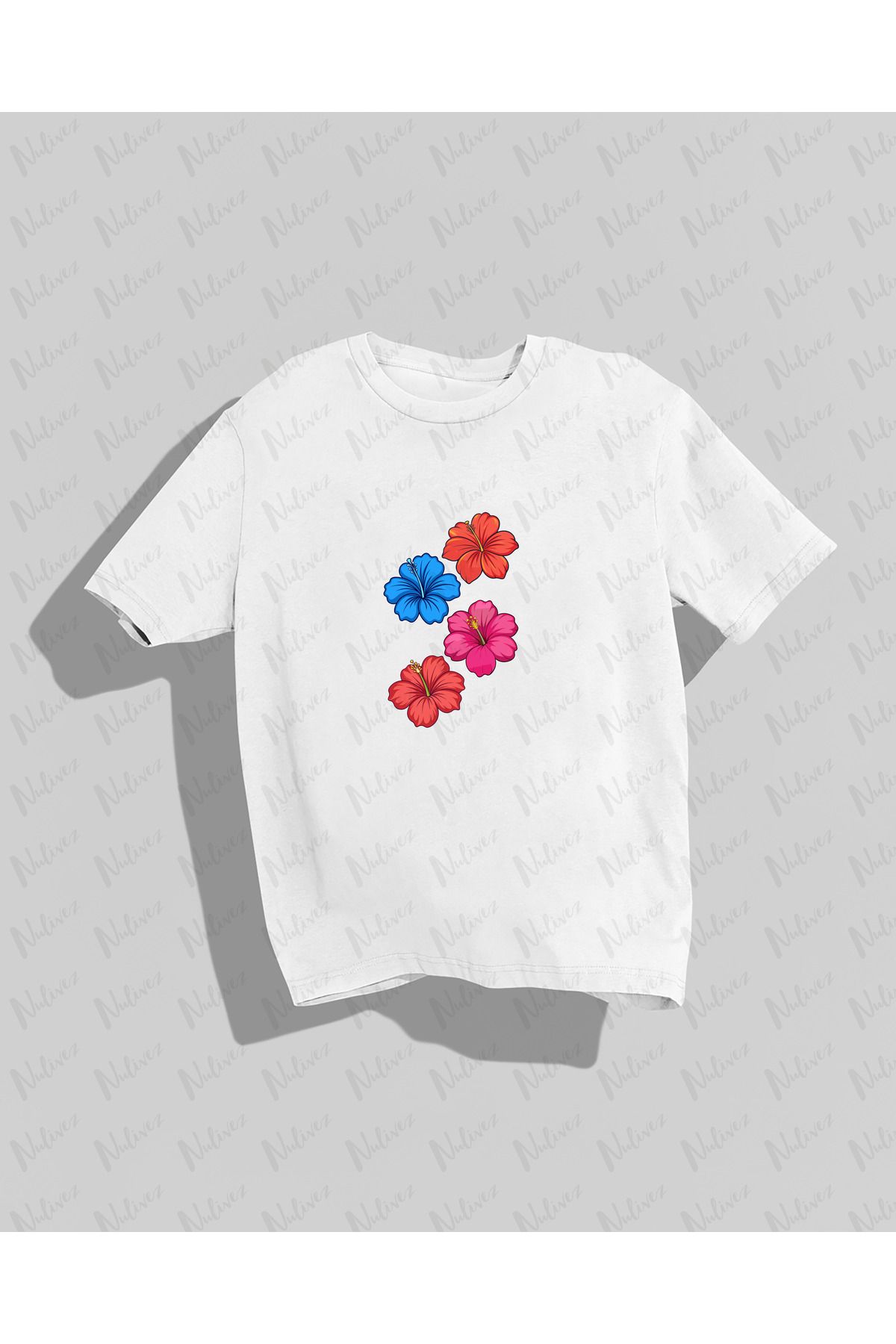 Nulivez Lotus Çiçeği Baskılı Yüksek Kalite Kompakt Unisex Oversize T-Shirt