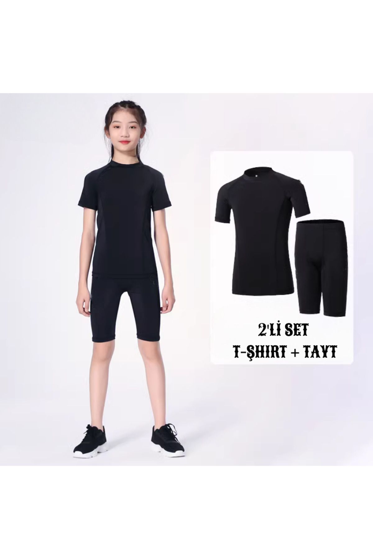 RUTBİL SPORTS KIZ ÇOCUĞU KISA KOL T-ŞHIRT & BODY TAYT VOLEYBOL-BASKETBOL-TENİS-KISA KOL BODY- ALT ÜST 2'Lİ SET