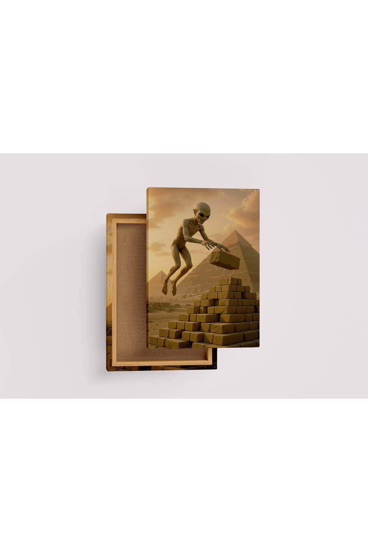 Wallivo ai creation, aliens building the egyptian pyramids, ai art, art, kanvas tablo