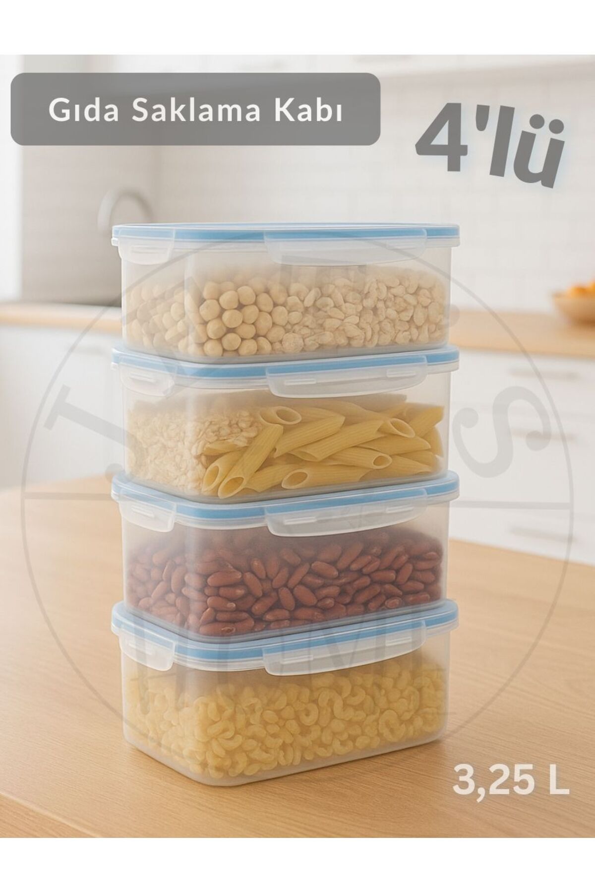 Jet's Home 4'lü Vakumlu Saklama Kabı Seti Hava Almaz BPA Free Kilitlenebilir Gıda Erzak Kabı 3.25 L