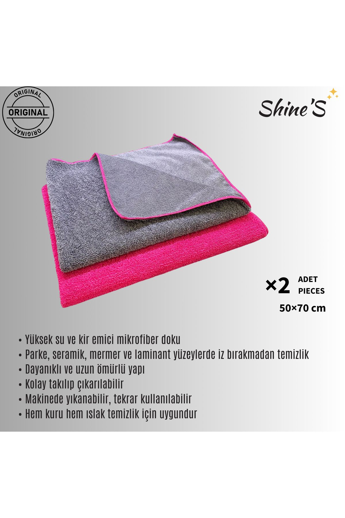 Shines Fabrika Satış Mağazası Shines 2 Adet Mop Bezi, Tank bezi, mikrofiber, Mandallı Mop bezi, parlatıcı bez yer bezi