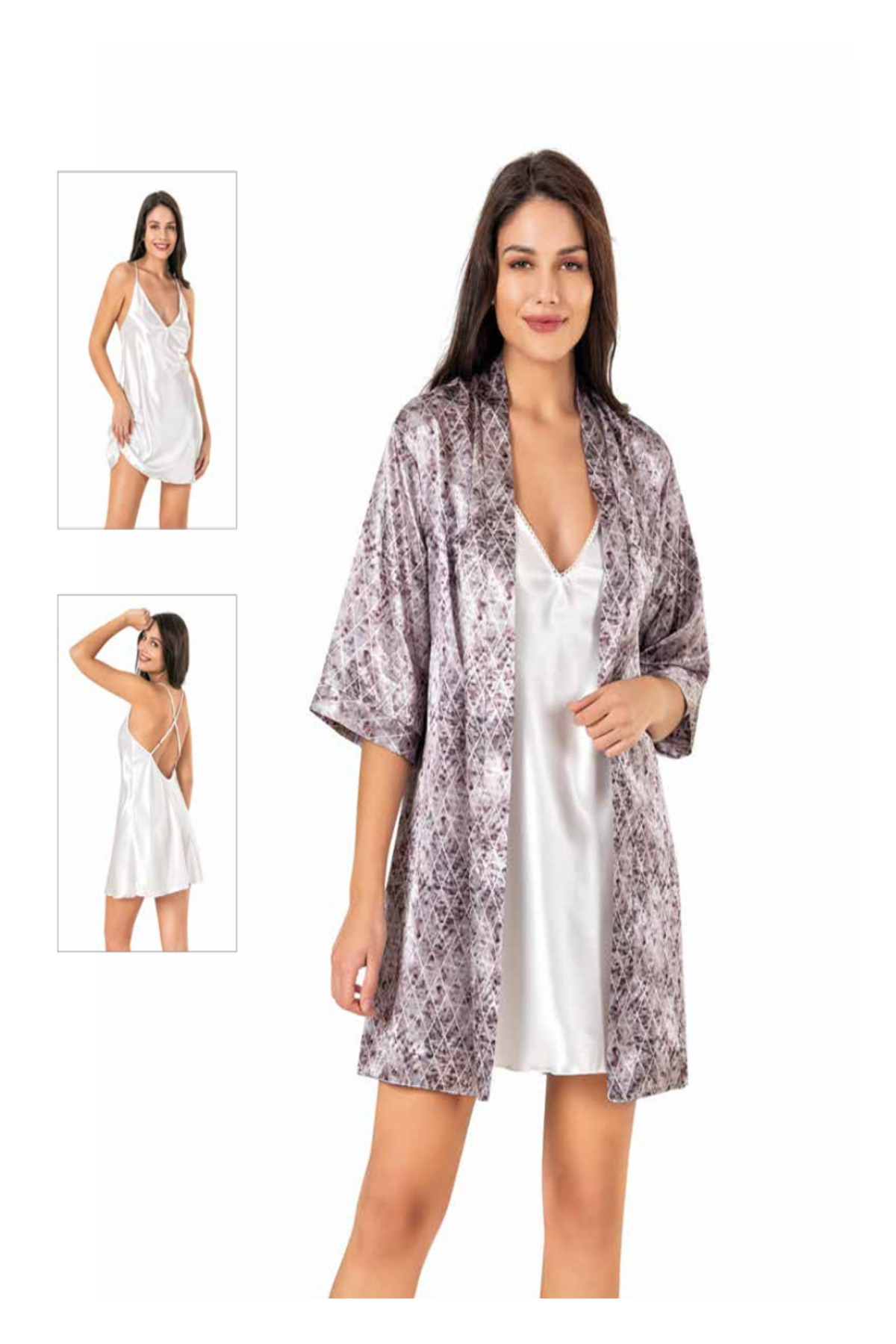 Genel Markalar İç Giyim MOONGİRL Saten Kısa İkili Gecelik Takım