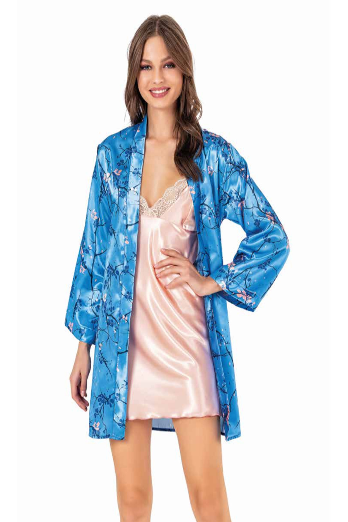 Genel Markalar İç Giyim MOONGİRL Saten Kısa İkili Gecelik Takım