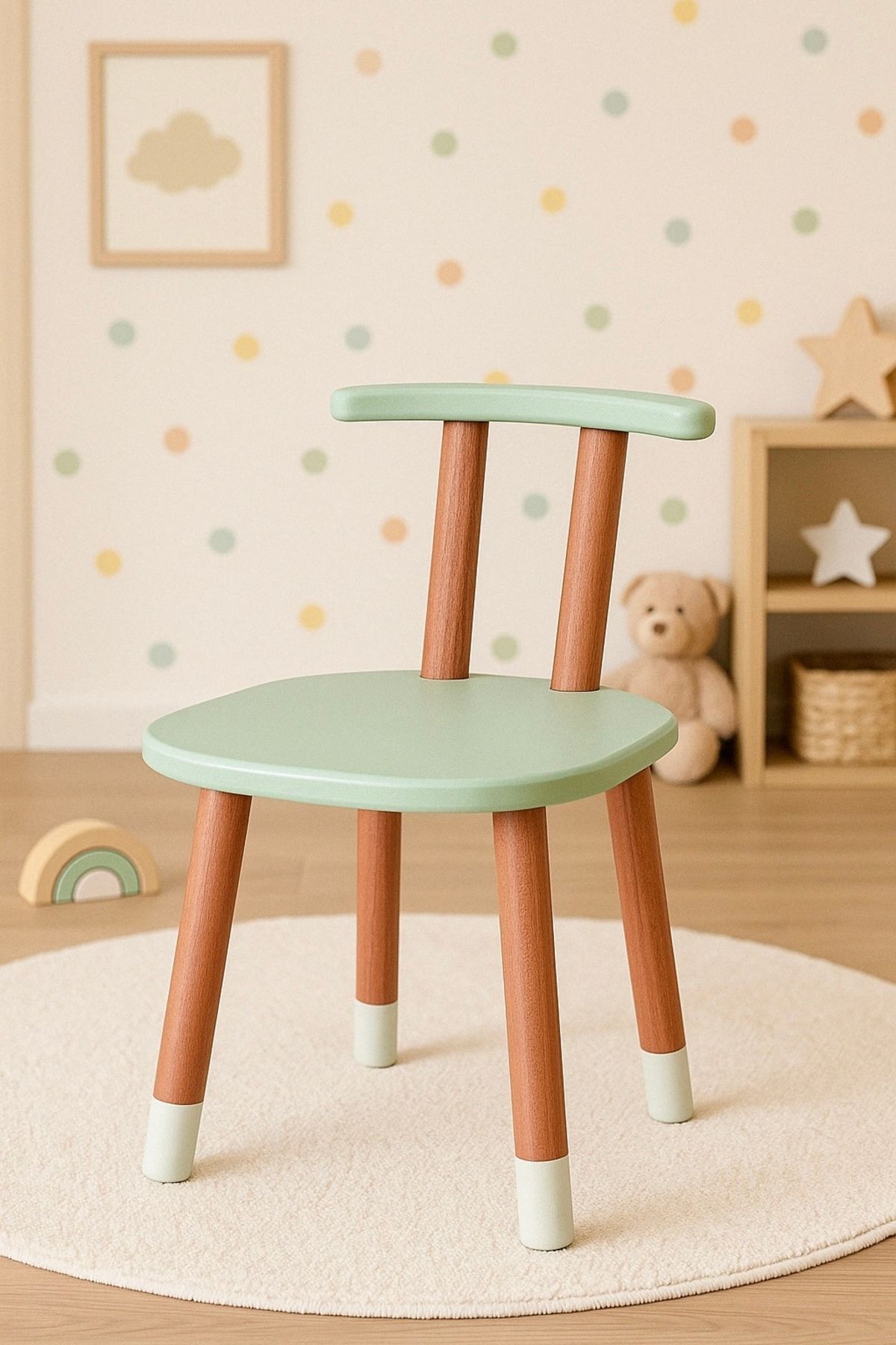 WOODNOX Ahşap Montessori Çocuk Oyun Etkinlik Çalışma Sandalyesi 1 Adet