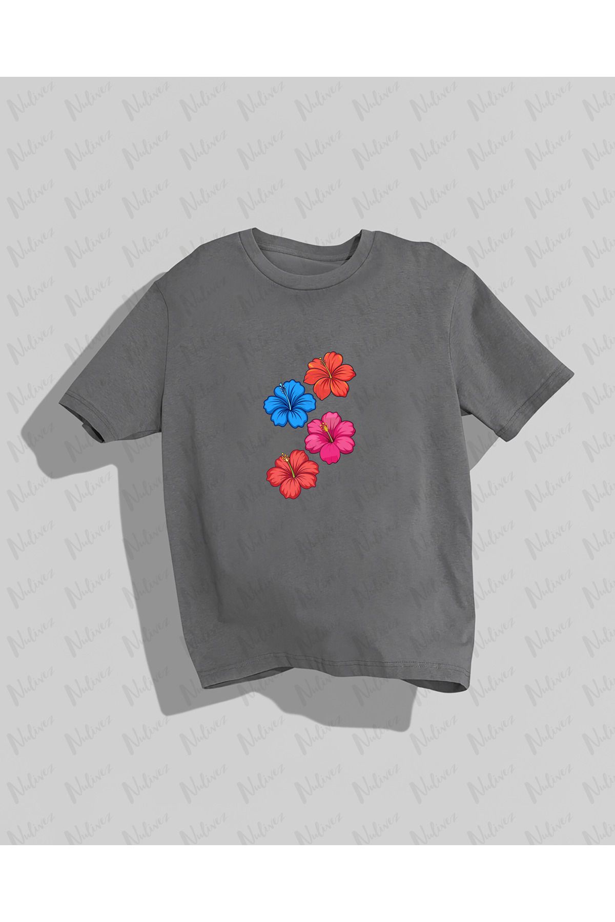 Nulivez Lotus Çiçeği Baskılı Yüksek Kalite Kompakt Unisex Oversize T-Shirt