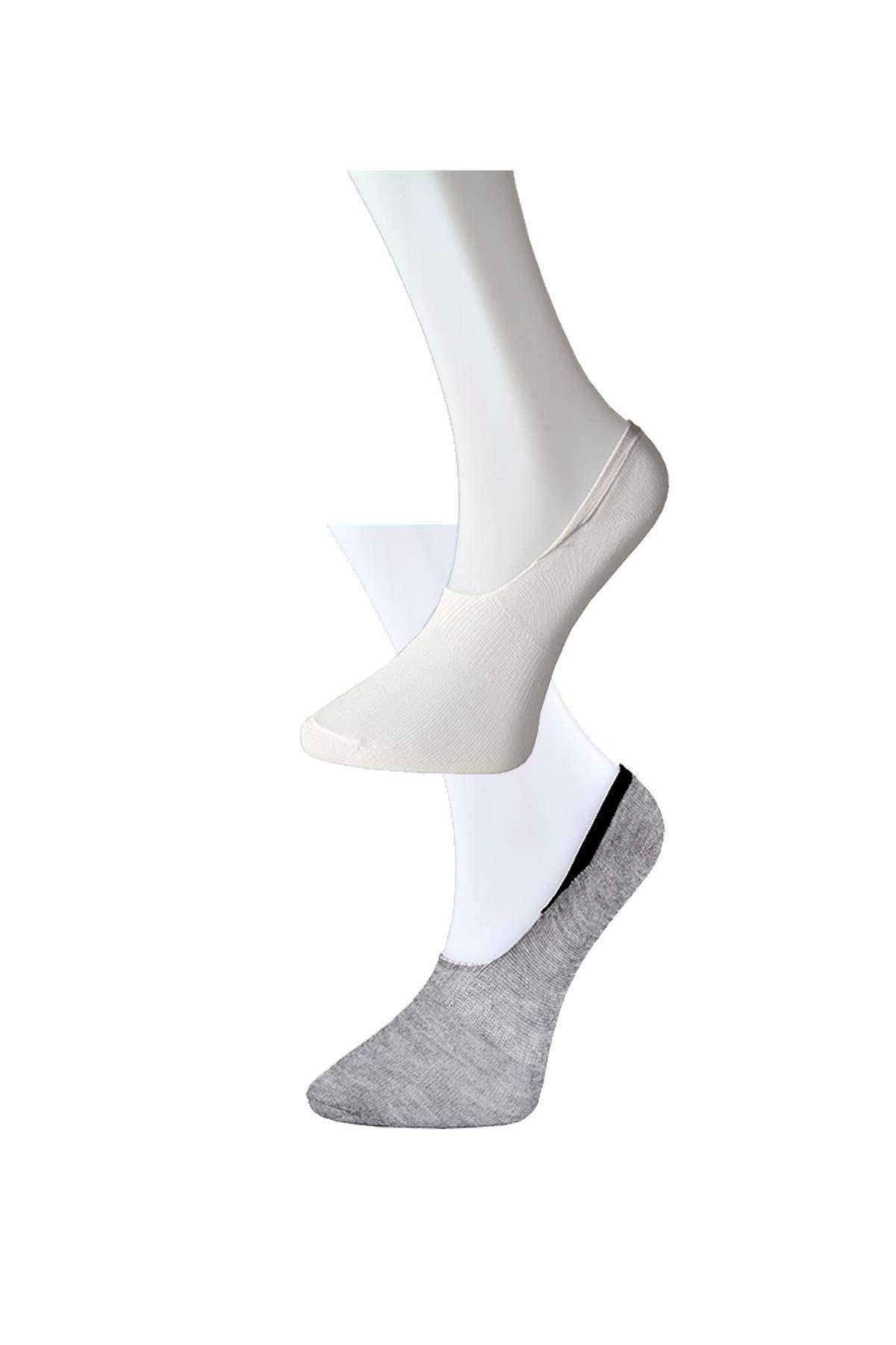 GiyimCity Gri ve Beyaz Kadın Babet Çorap 9 çift