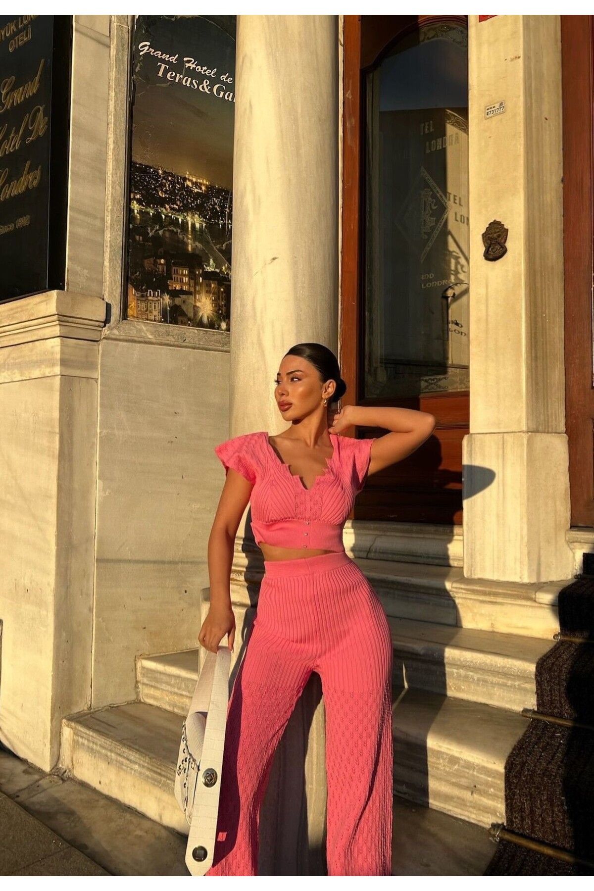 ADENLİNA Crop Pantolonlu Triko Takım