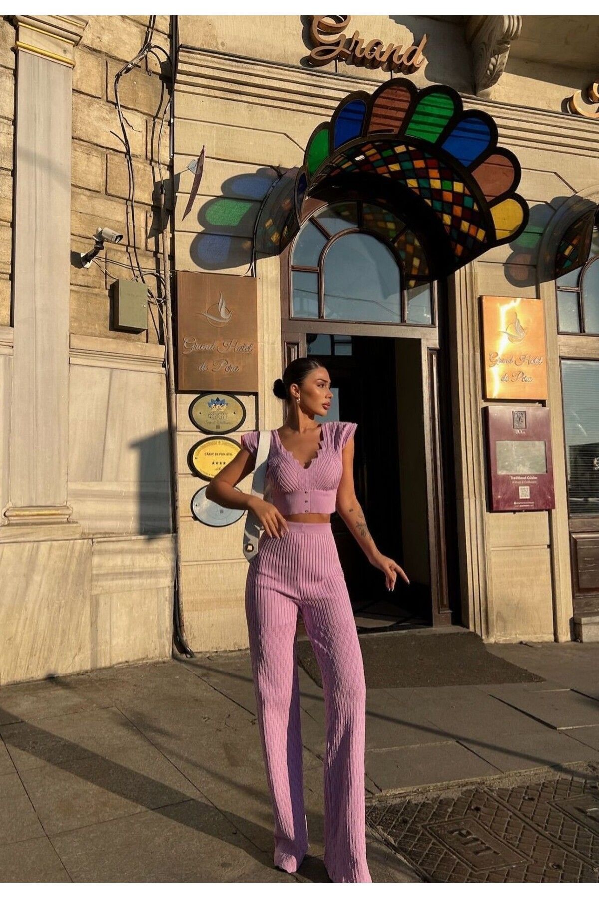 ADENLİNA Crop Pantolonlu Triko Takım