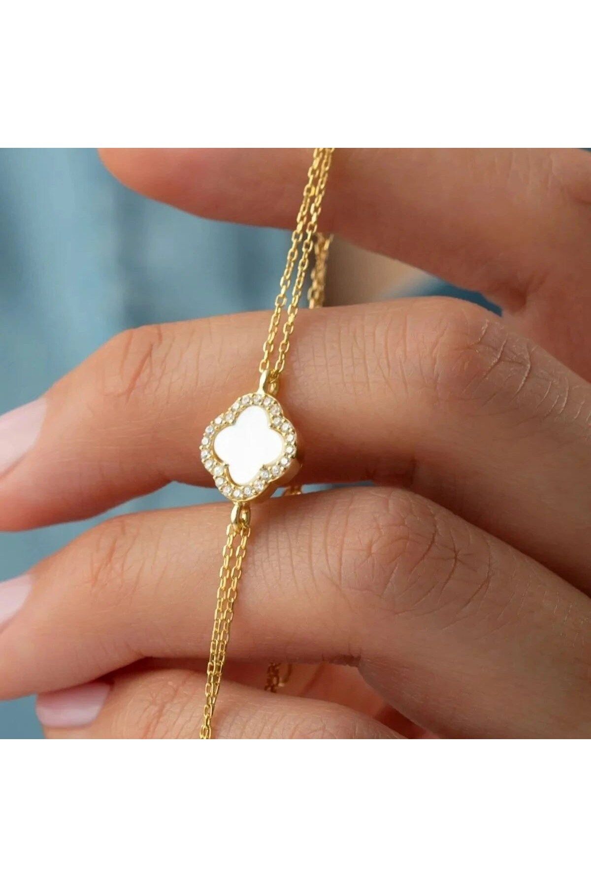beonejewelry SEDEFLİ YONCA BİLEKLİK | 925 GÜMÜŞ