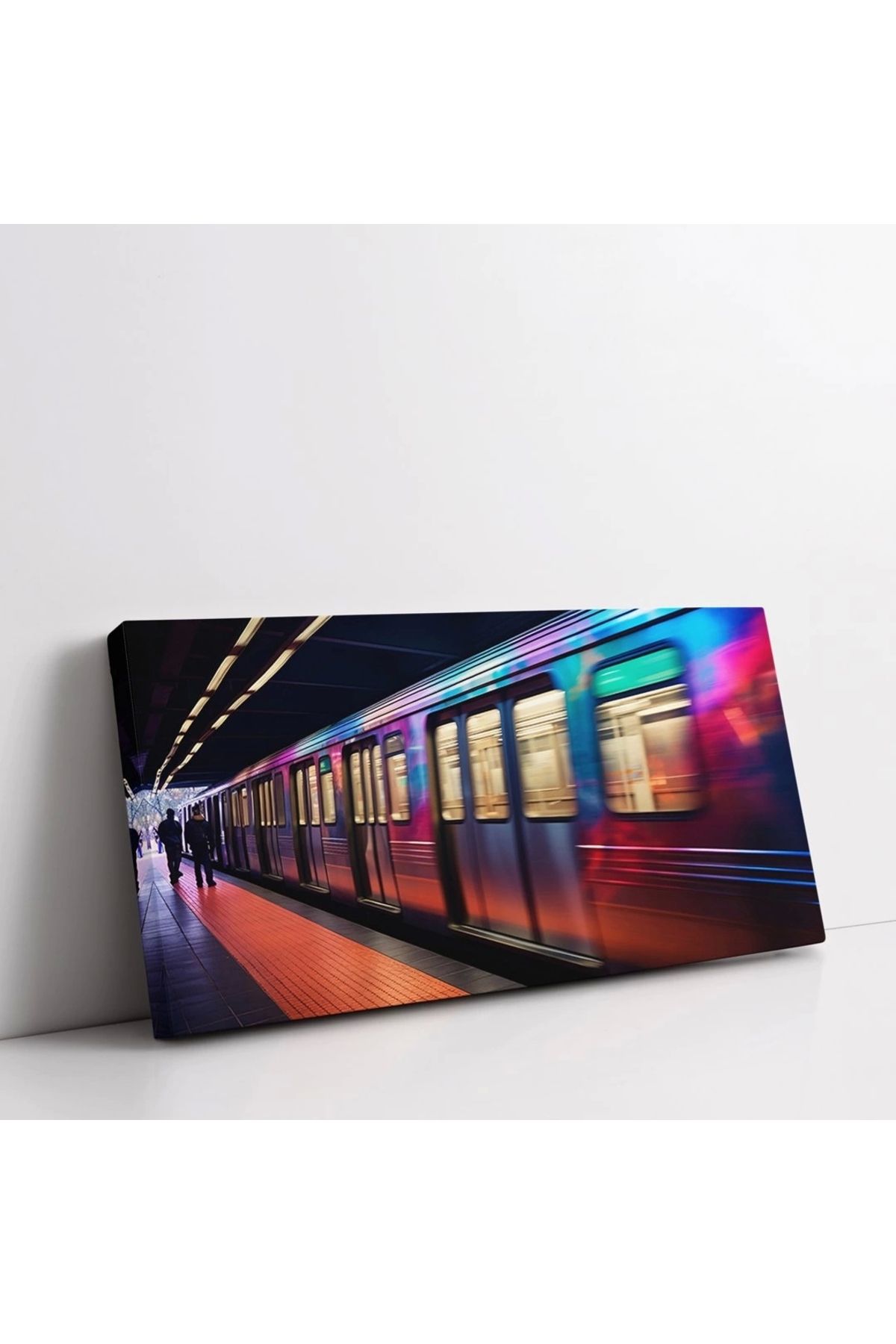 VOGLOO Renkli Metro Panoramik Yatay Kanvas Tablo