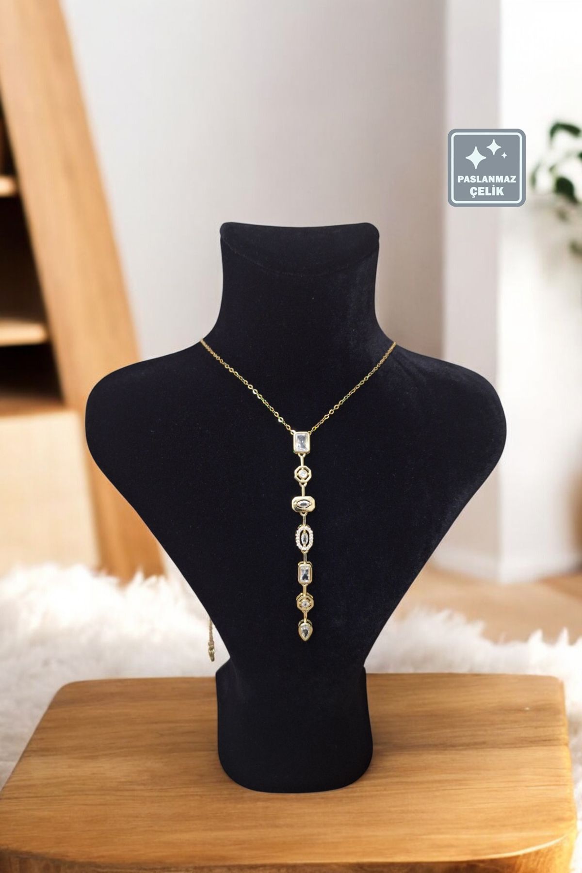 Miss TBee 🌠Taşlı 'Y' Model Çelik Kolye