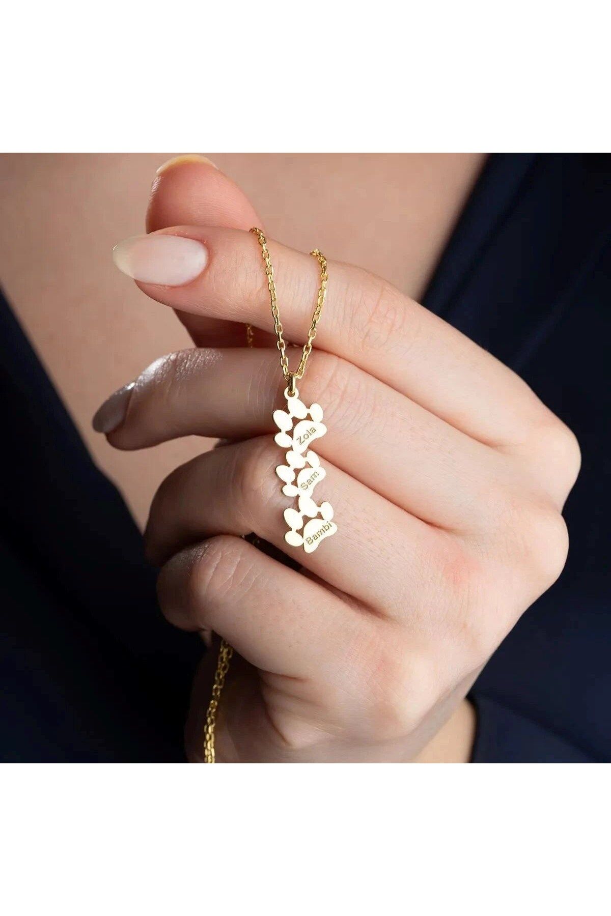 beonejewelry ÜÇ İSİMLİ PATİ KOLYE | 925 GÜMÜŞ