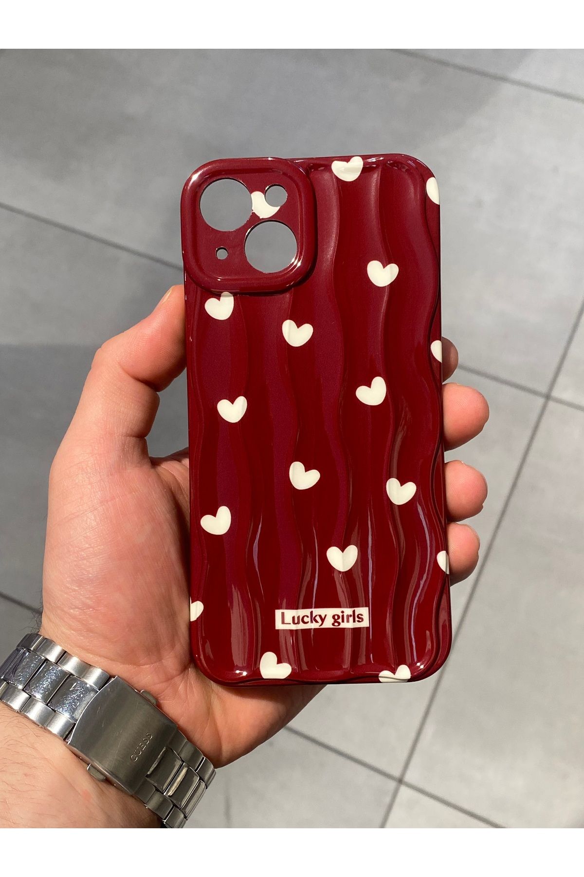 Mee.co İphone 13 ve 14 Uyumlu Kalp Desenli Lucky Girls Silikon Kılıf
