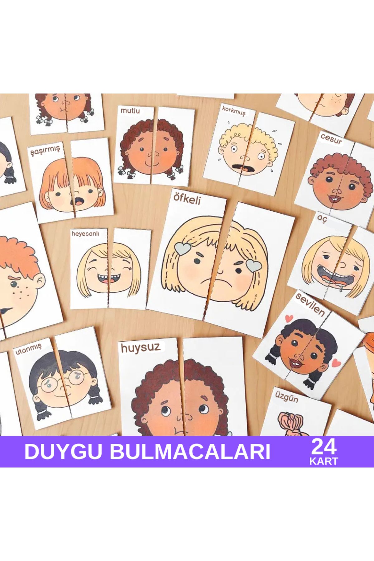 Welly Jones Duygu Bulmacaları (24 Kart), Okul Öncesi Duyguları Öğreten, Eğlenceli, İki Parçalı Eşleştirme.