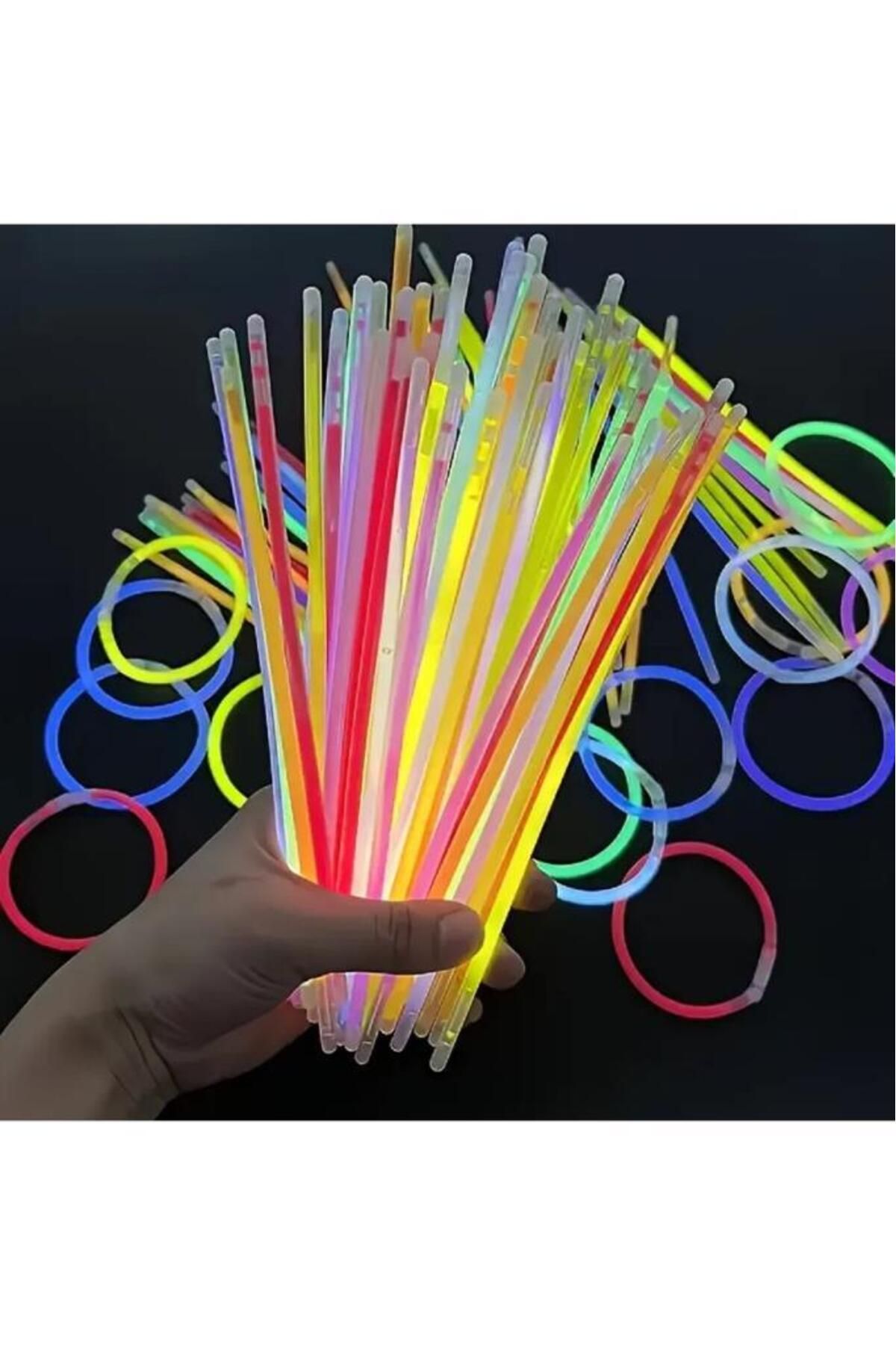 Nirnisa 100 Adet Glow Işık Bileklik Fosforlu Yılbaşı Gece Kulüp Konser Parti Bilekliği Neon Işıklı Çubuk