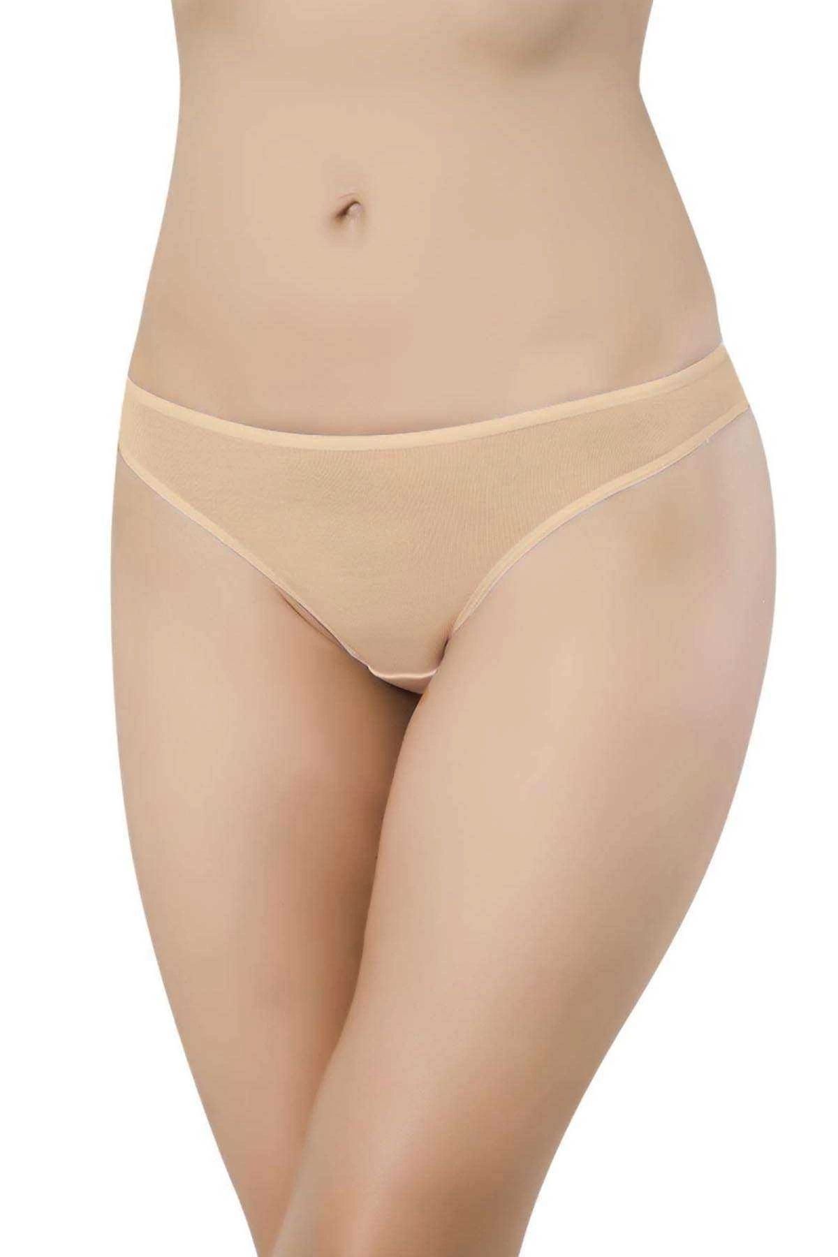 GiyimCity 6 Adet Likralı Kadın Slip Külot Leopar Ten Beyaz