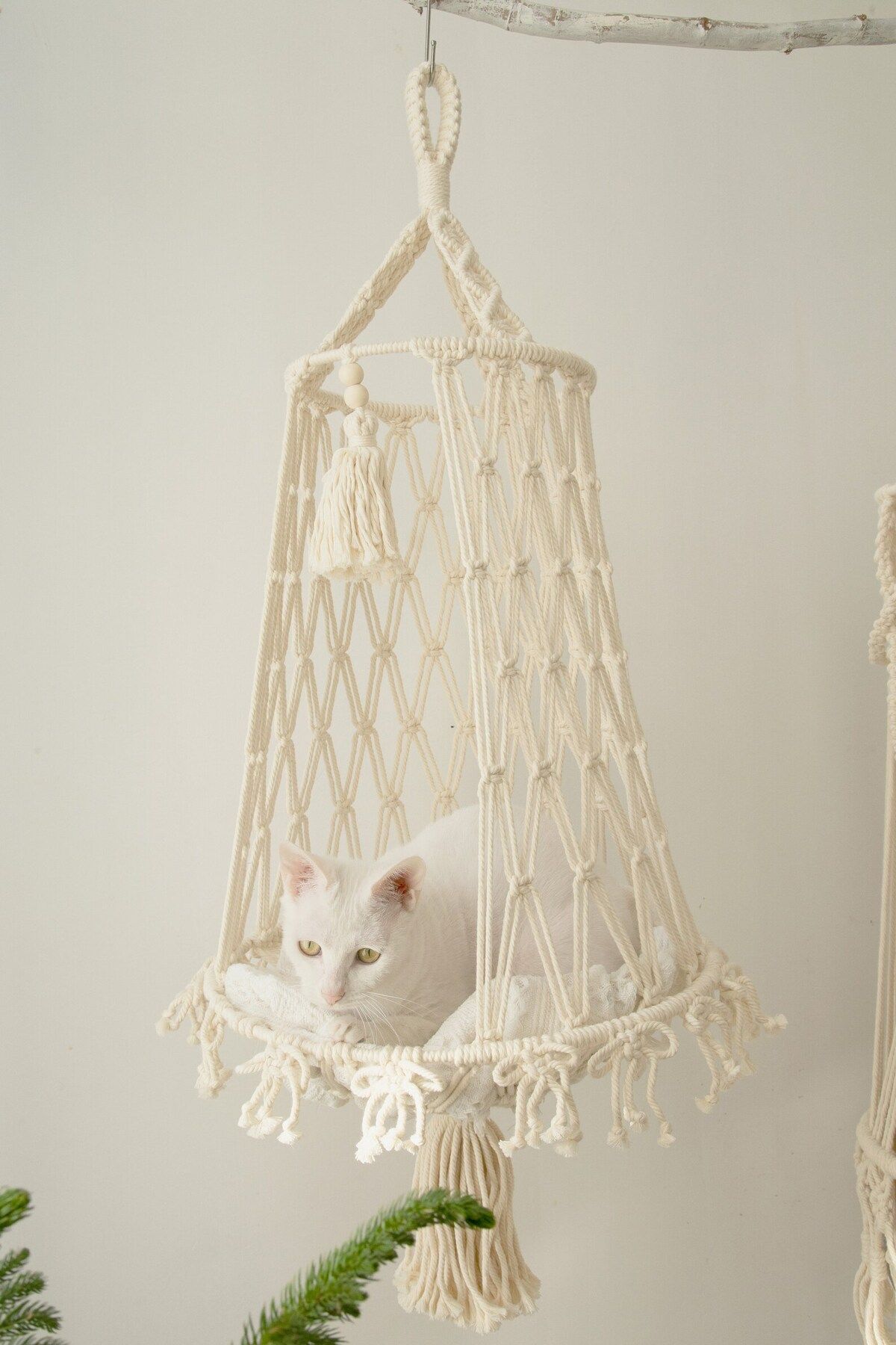shop Makrome Kedi Hamağı Minder Dahil %100 Pamuk