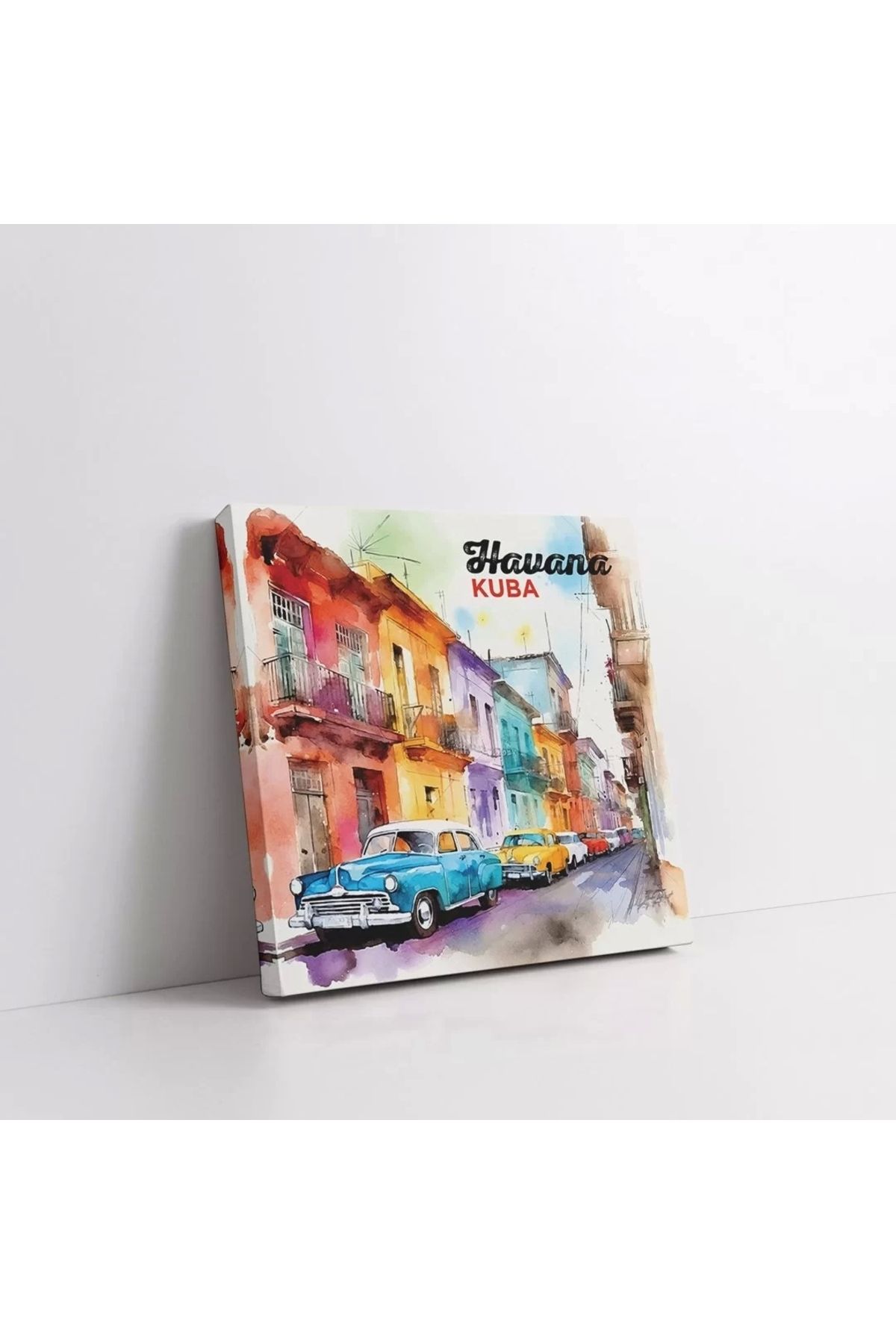 VOGLOO Havana Sokakları Kare Kanvas Tablo