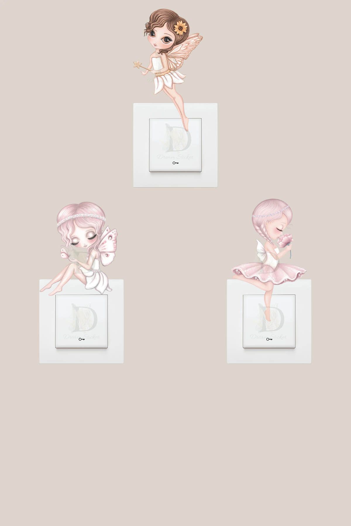 KT Decor Peri Koleksoynu 3'lü Priz Sticker Seti